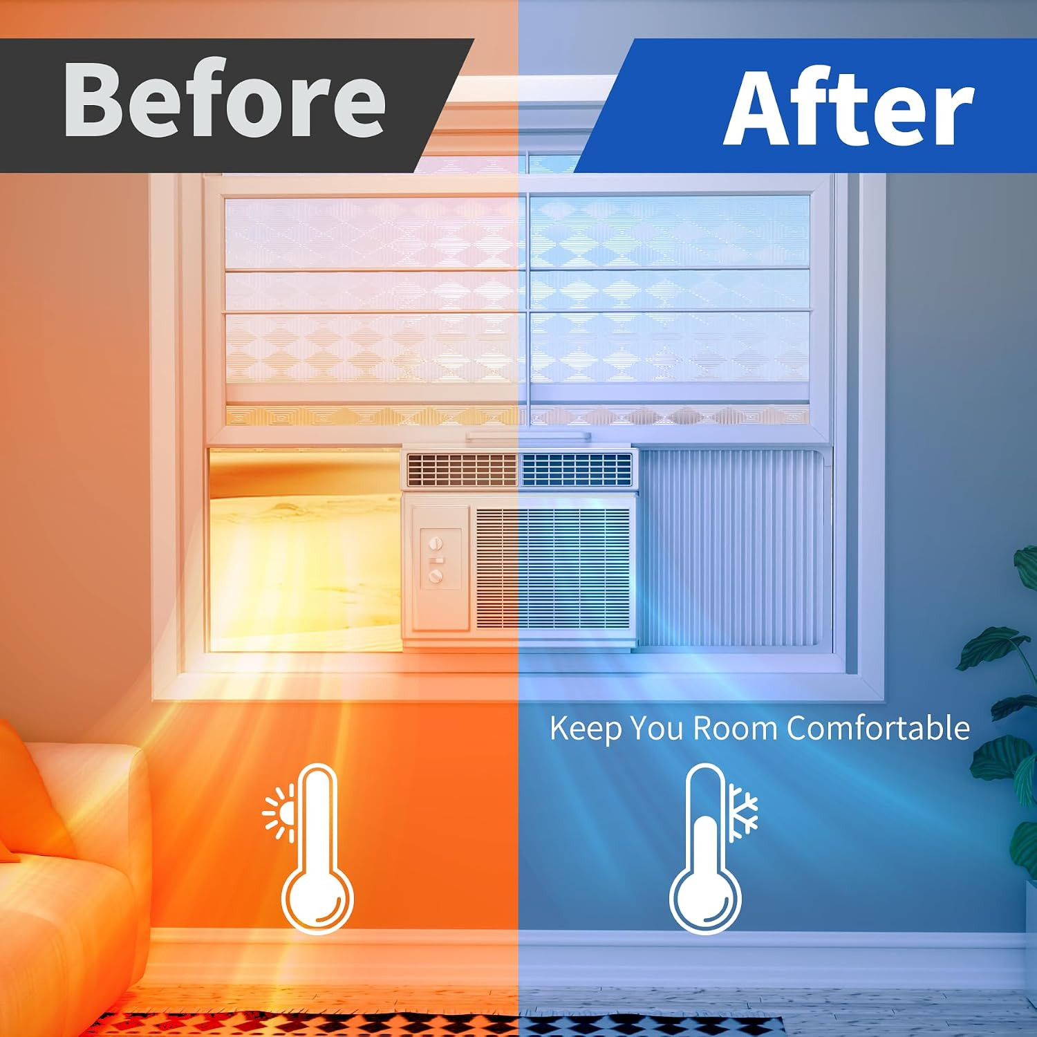 Window Air Conditioner Side Panel with Adjustable Frame, Universal Window AC Acc