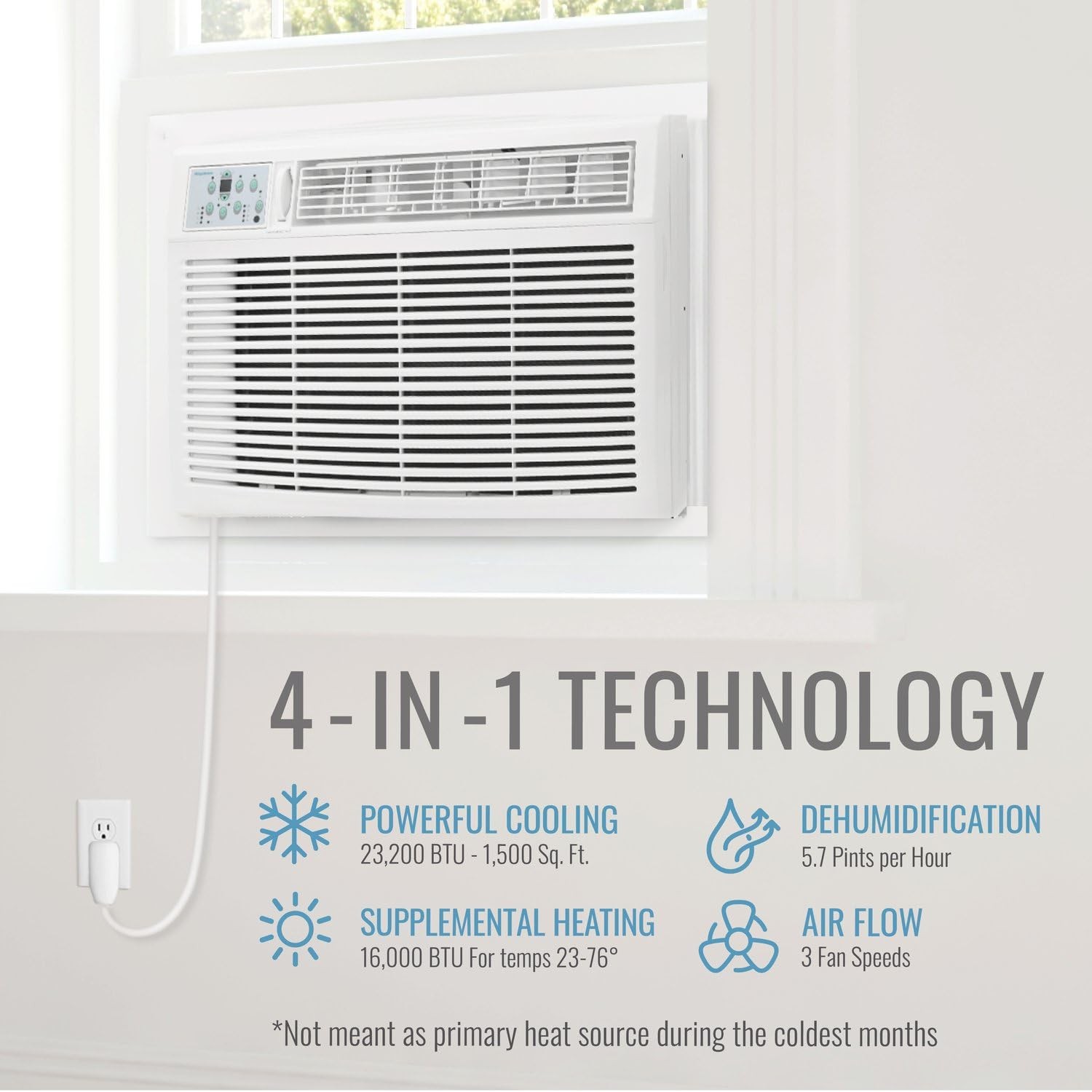 Keystone 23,200 BTU Window Air Conditioner with 16,000 BTU Supplemental Heat …