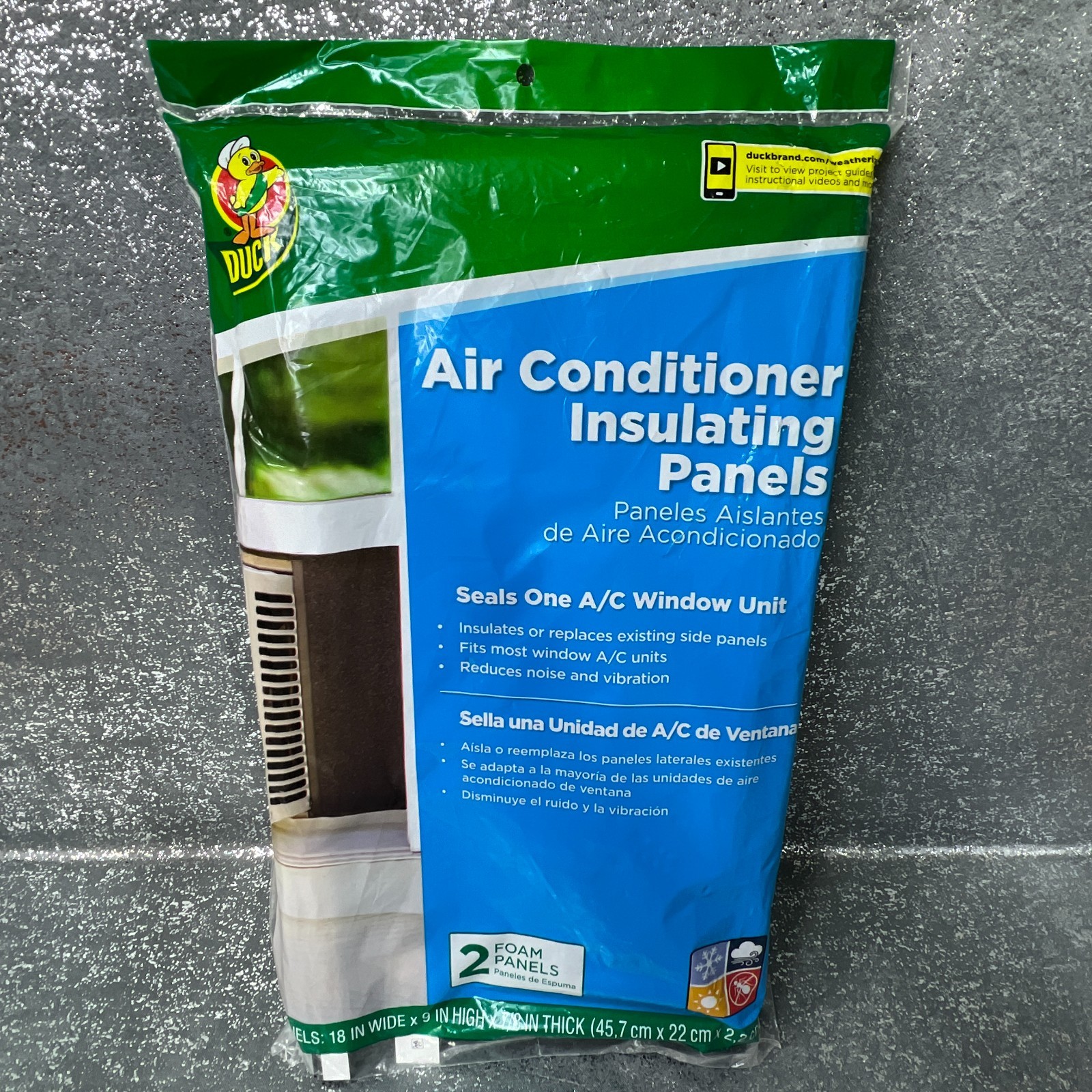 Duck Brand Foam Window Air Conditioner Insulating Panels 18in x 9in x .88in New