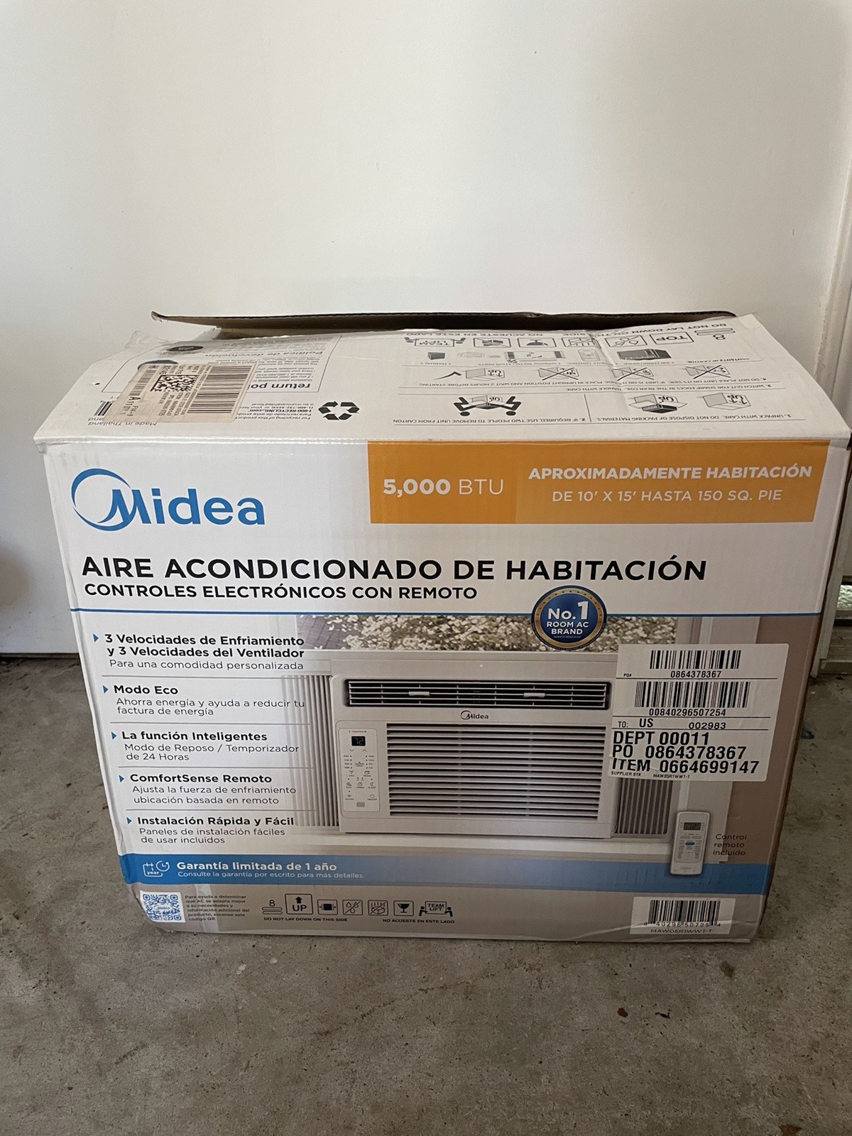 Midea 5000 BTU Window AC with Remote covers 150 sq. ft Open Box Air Conditioner