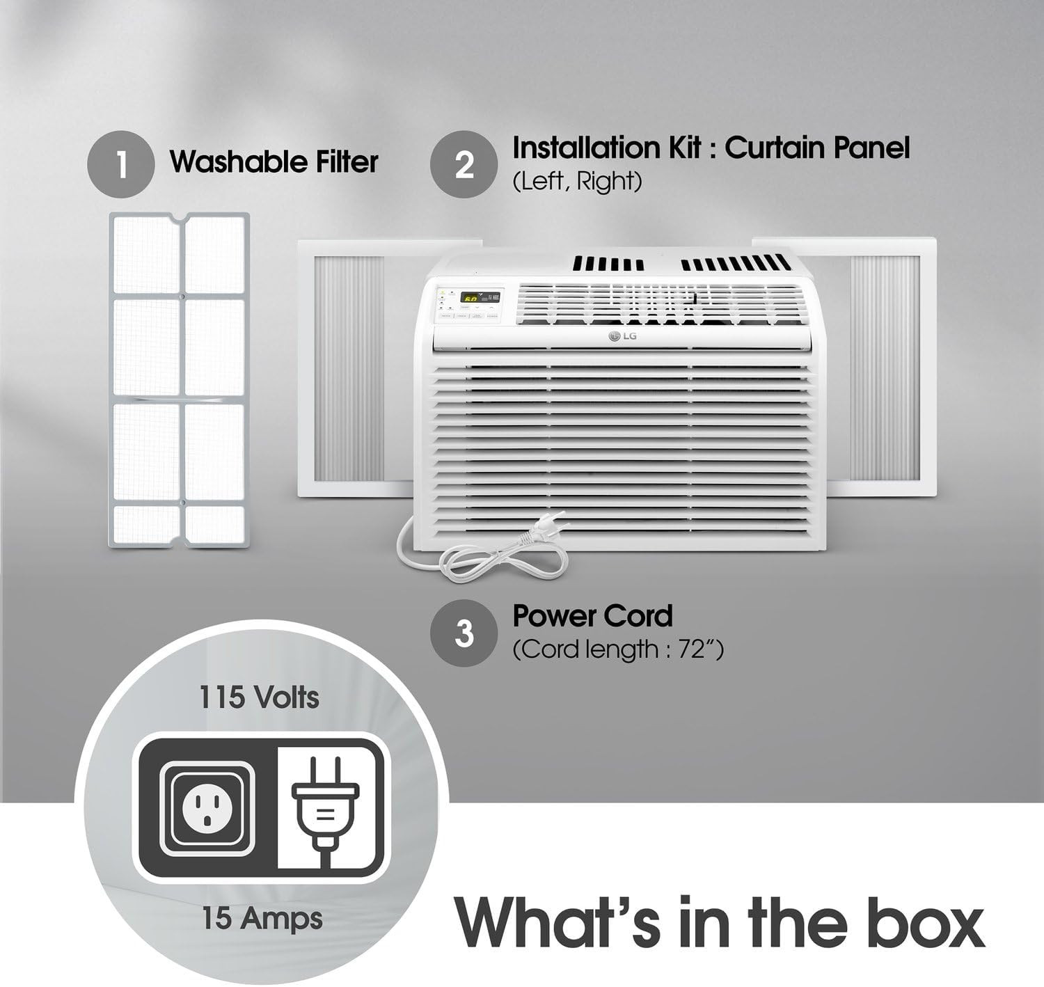 LG 6,000 BTU Window Air Conditioner, 115V, Cools 250 Sq.Ft. for Bedroom, Den, Li
