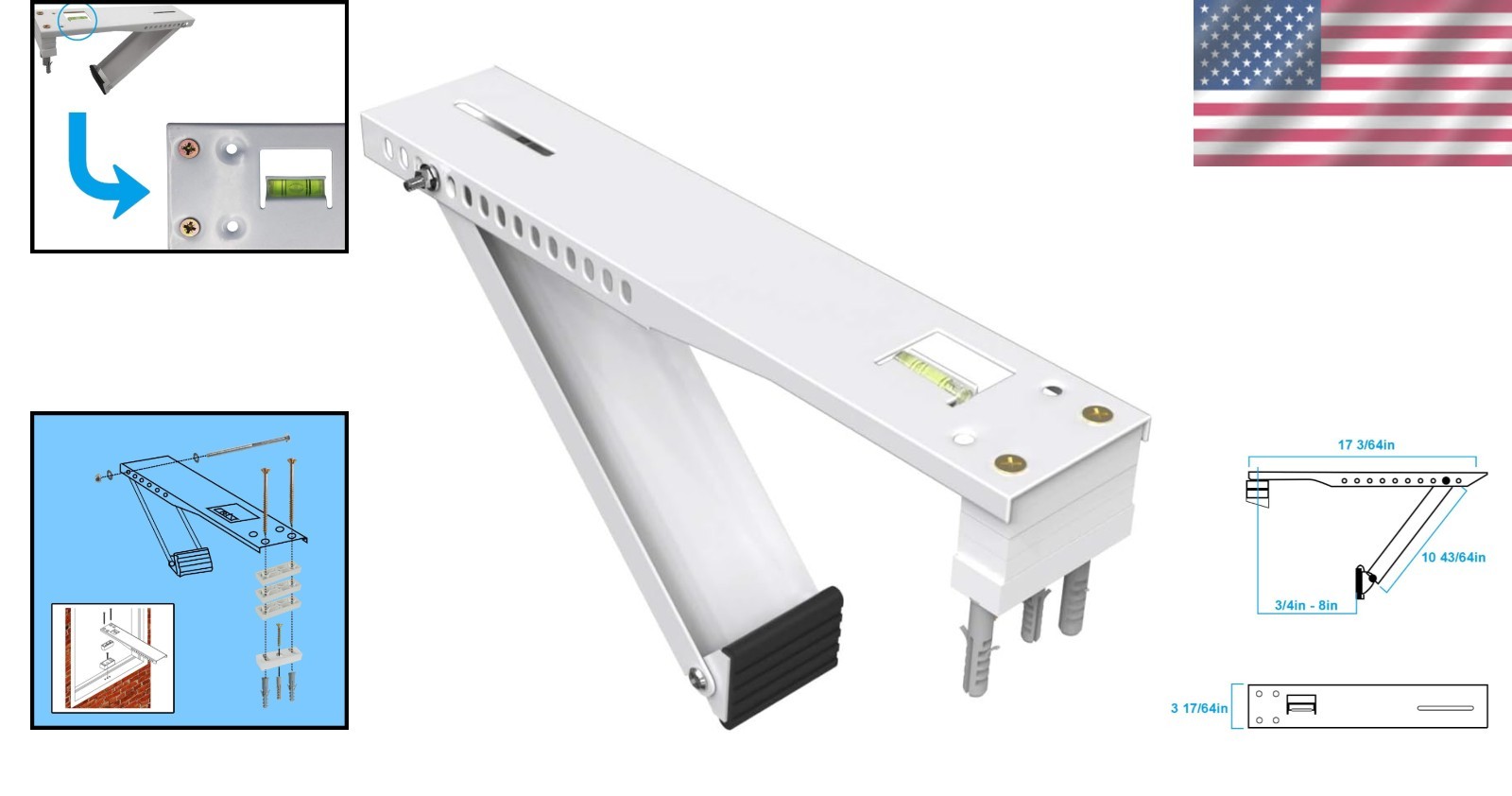 Wall-Mount AC Bracket for 7,000-22,000 BTU Cooling Units – Easy Installation
