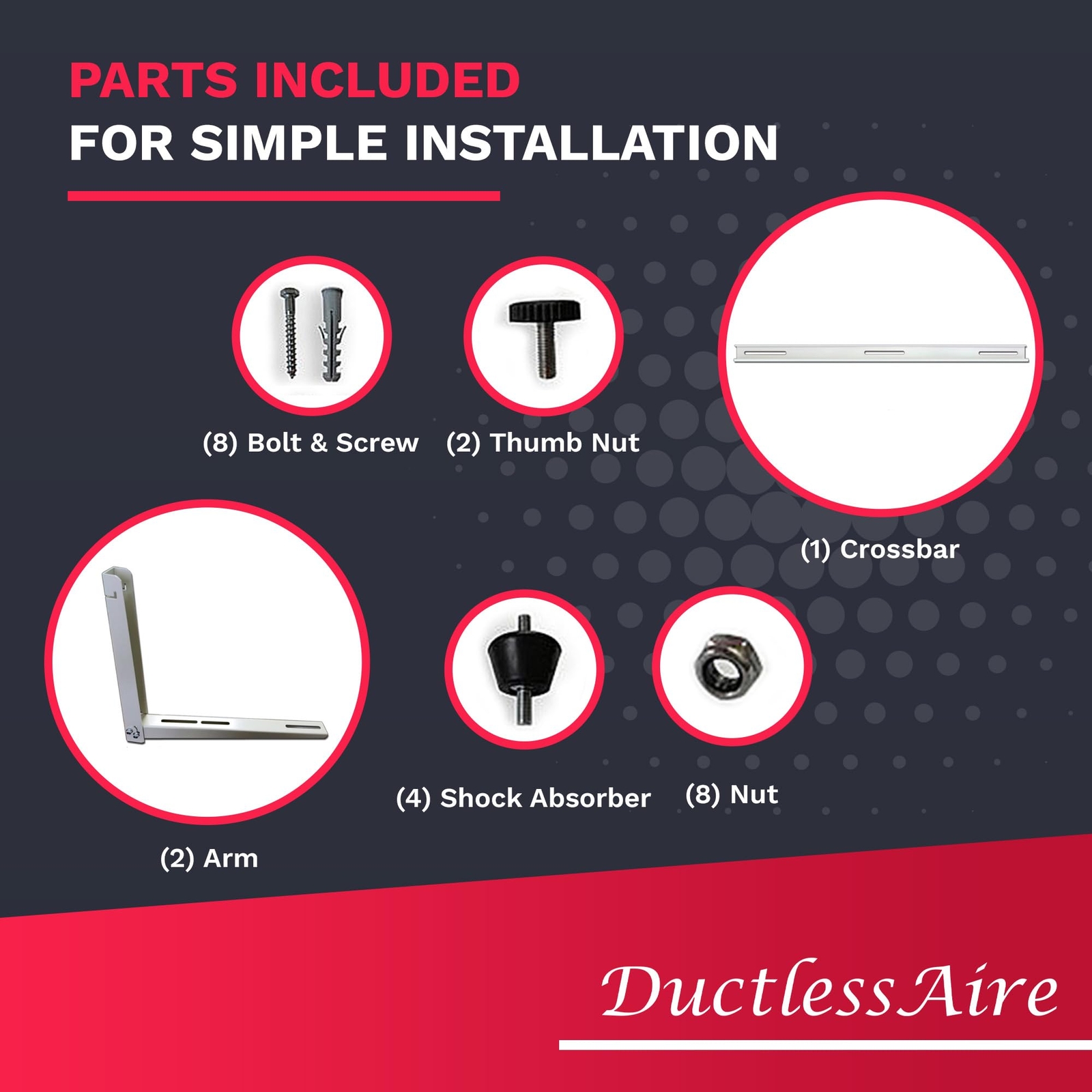 DuctlessAire Outdoor Wall Bracket-Air Conditioner Support Bracket 9000-36000 BTU