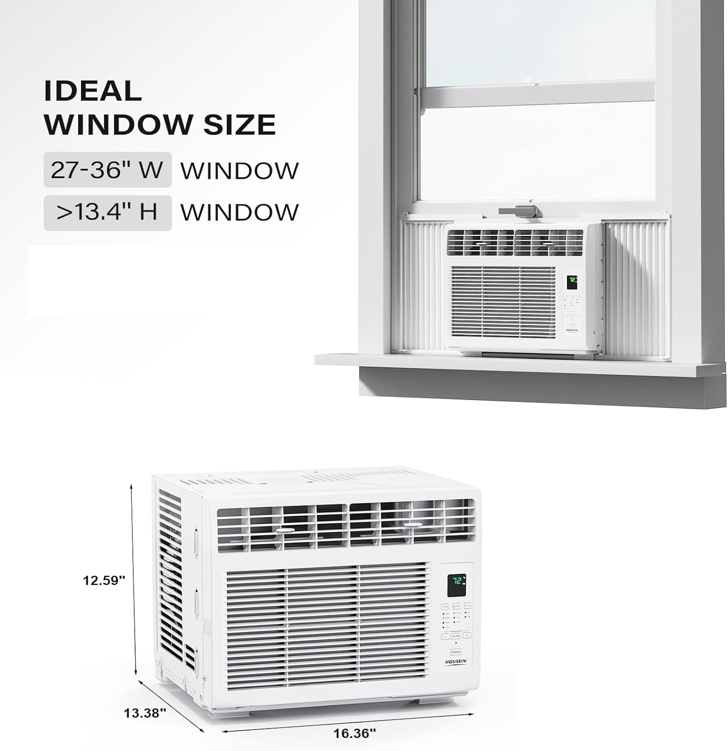 ROVSUN Portable 5000 BTU 6000 BTU Window Air Conditioner Cooling Remote White