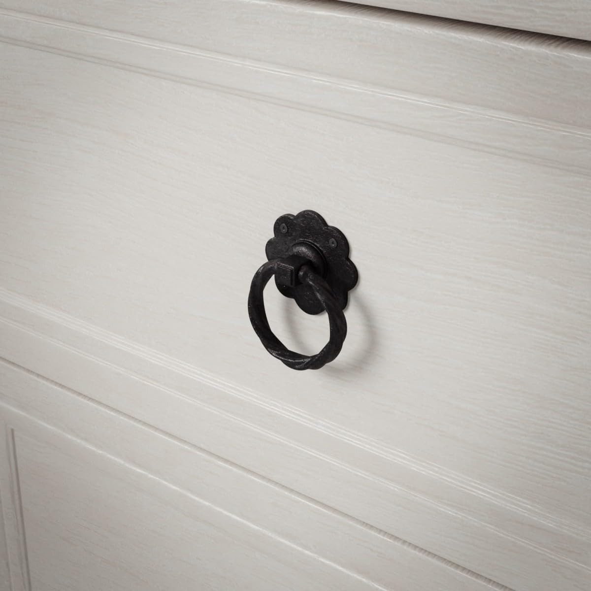 Cabinet Pulls 3 5/8 In. Black Wrought Iron Ring Drawer Pulls with Mounting Hardw
