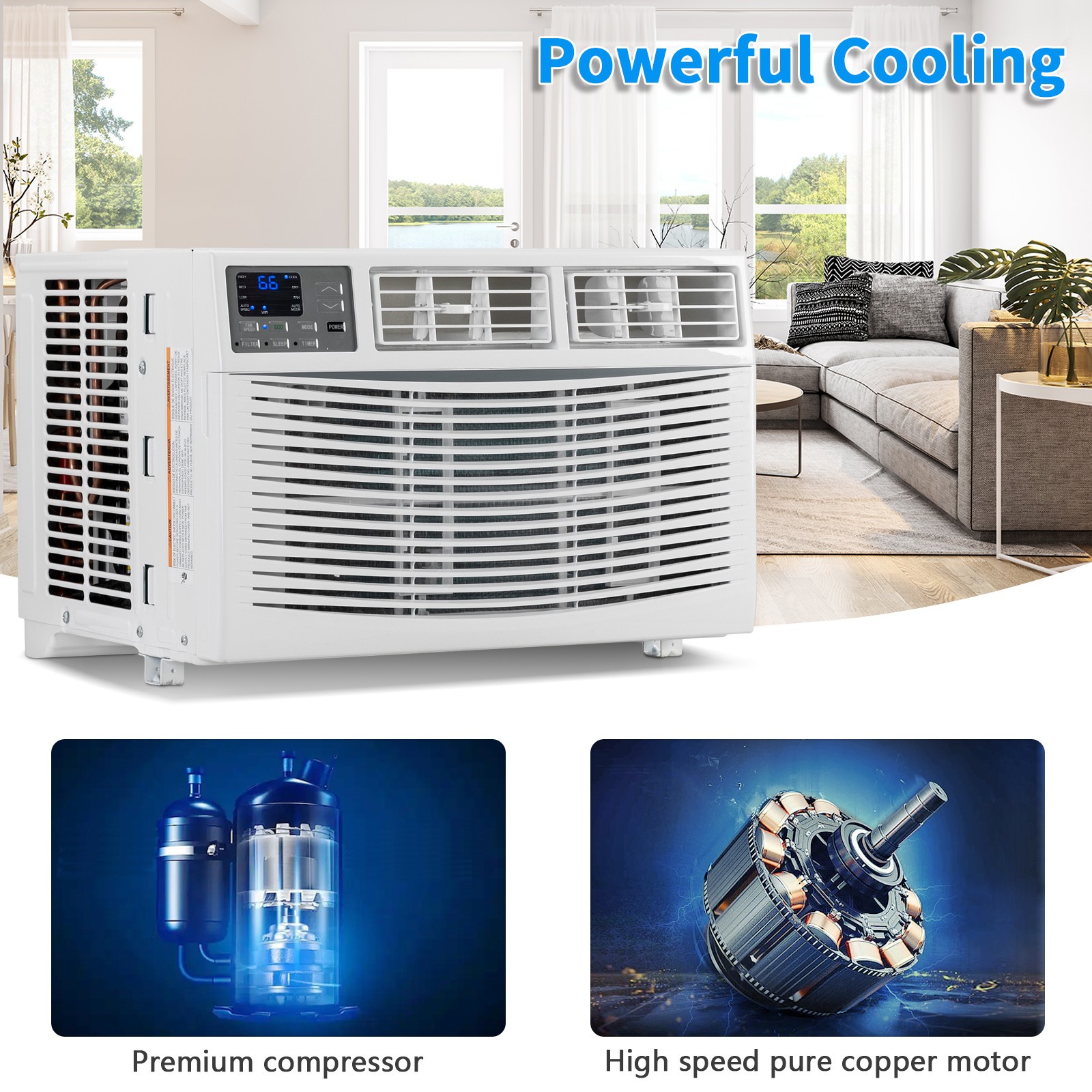 1000-sq ft Window Air Conditioner 230V, 18000-BTU Wi-Fi enabled & Remote Control