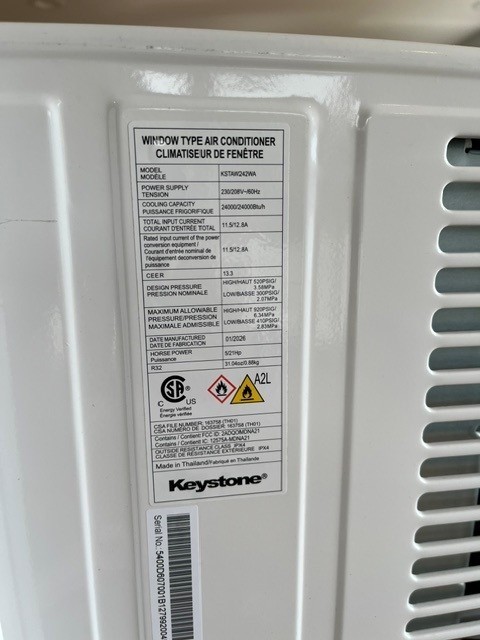 Extra Large Room Air Conditioner with Remote (24,000 BTU, 230-volt)