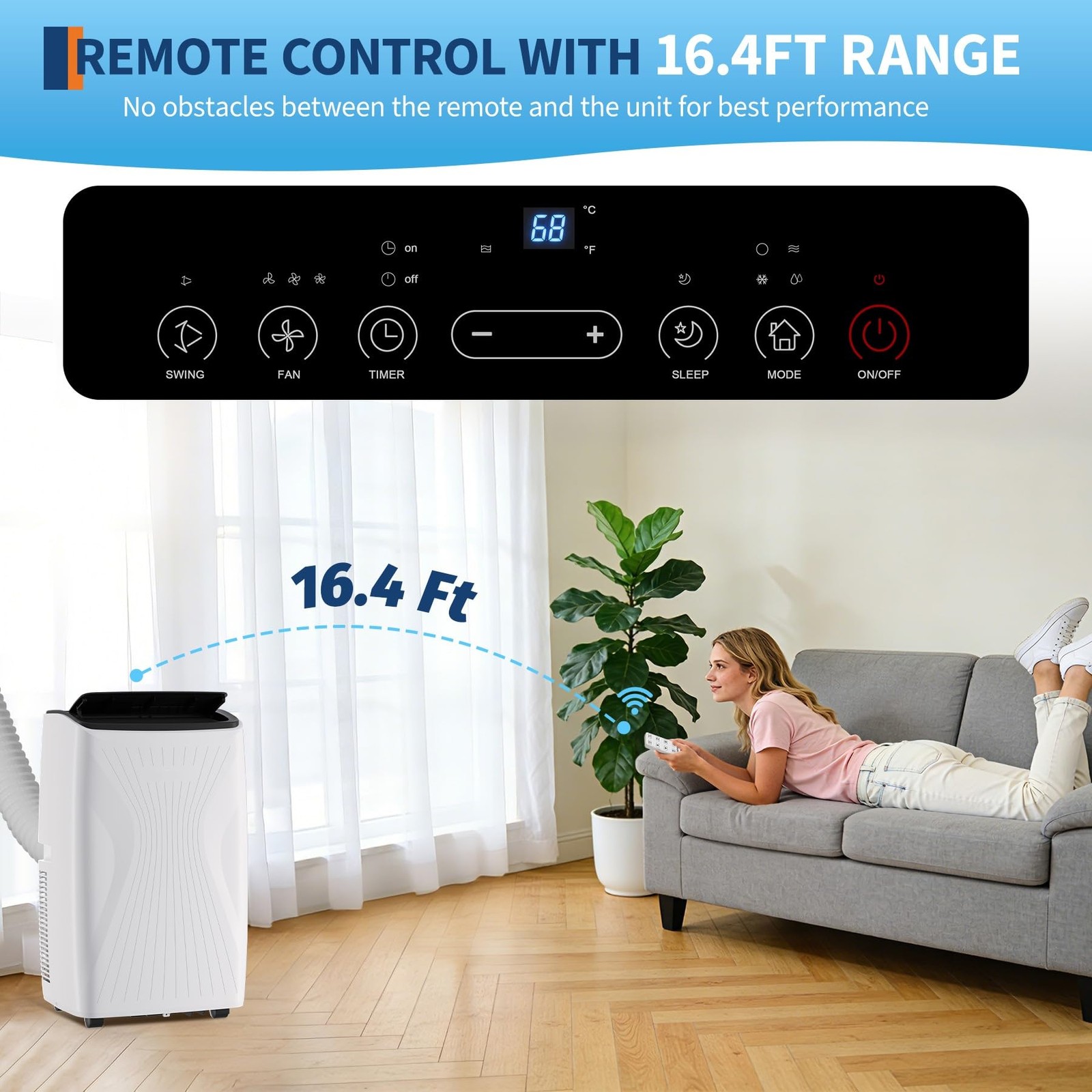 Portable Air Conditioner 12000 BTU AC Unit Up to 350 Sq.Ft Remote Fan Control