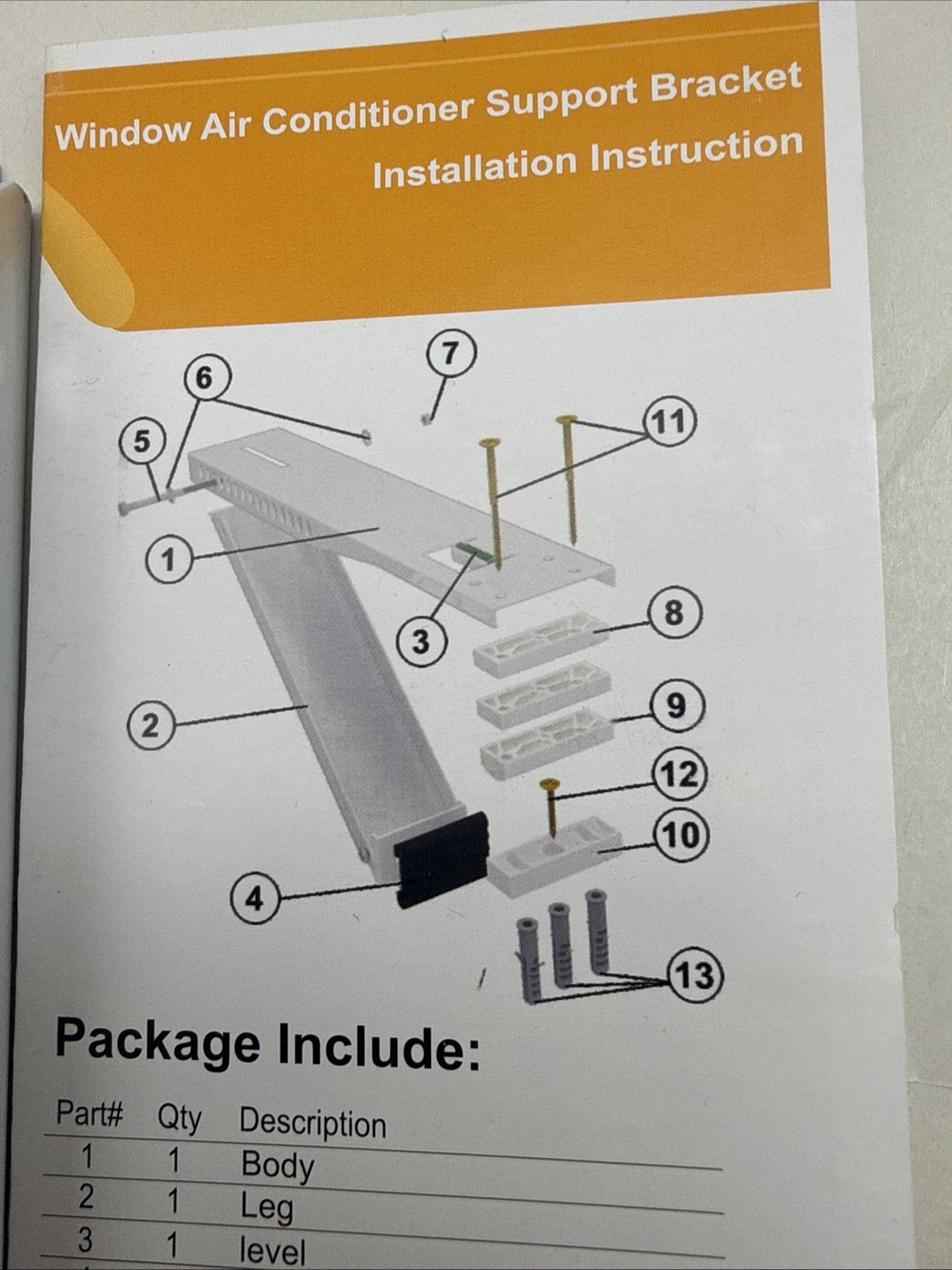 Window Air Conditioner Bracket Up to 85 lbs Designed to Fit 5,000 to 12,000 read