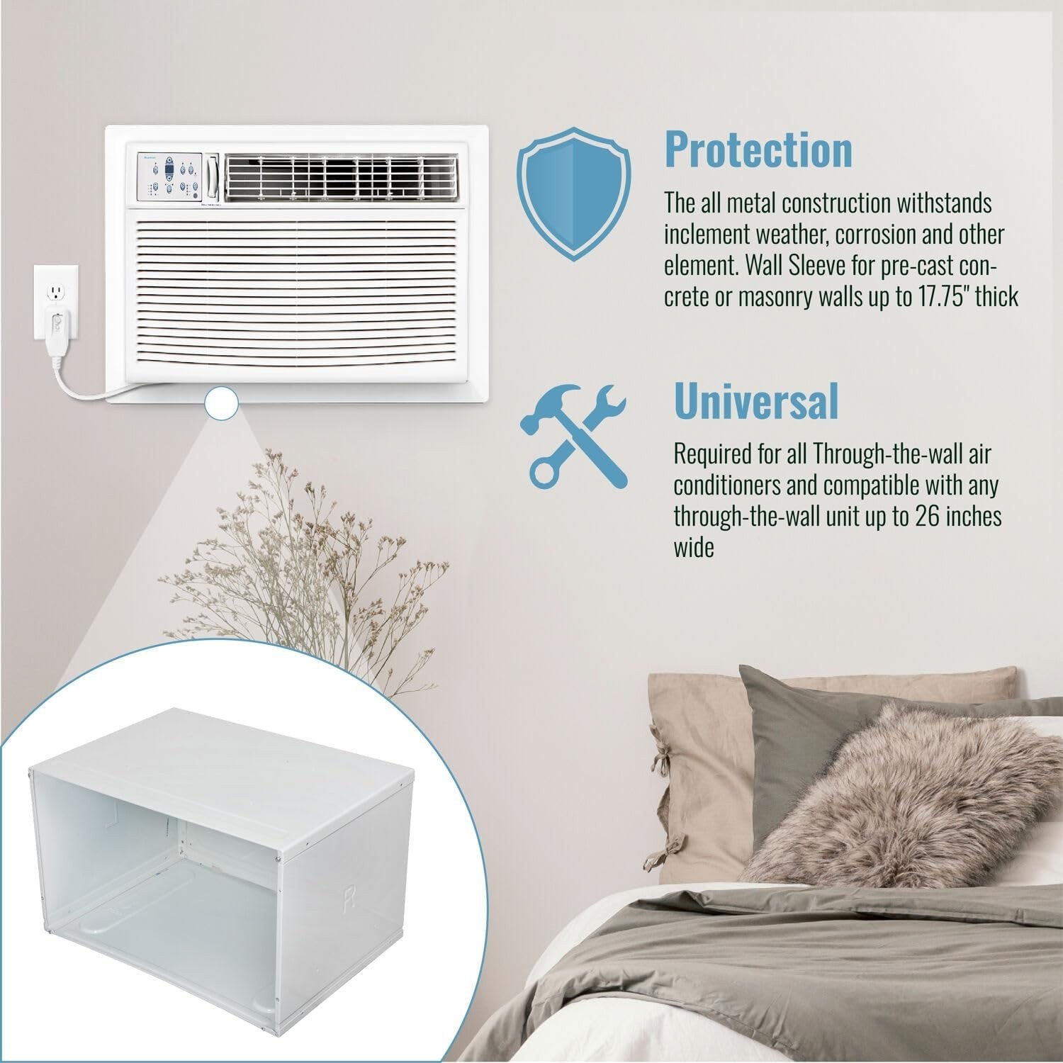 Keystone KSTSLV1 26 in Wall Sleeve for Through-the-Wall Air Conditioners