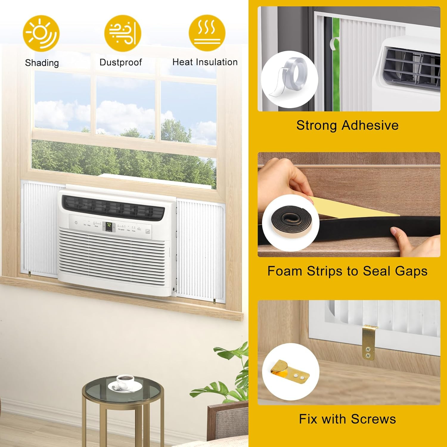Window Air Conditioner Side Panels with Frame,Adjustable Extra Wide Air Conditio