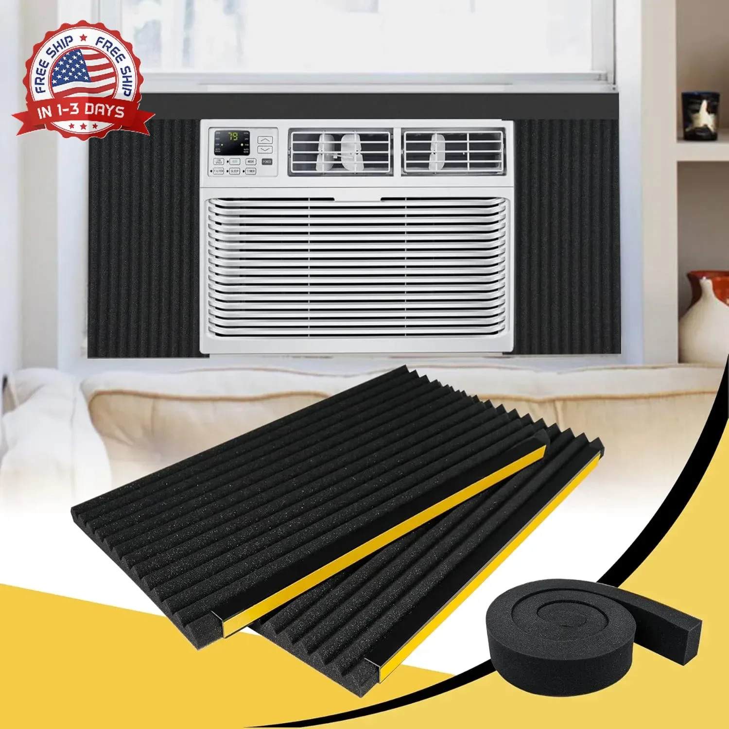 Window Air Conditioner Foam Insulated Panels, 17″ H x 9″ W x 7/8″ T Window AC Si