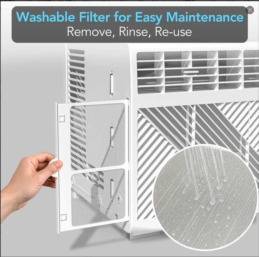 12000 BTU Window Air Conditioner Cooling & Heating with Wifi, Up to 550 Sq ft