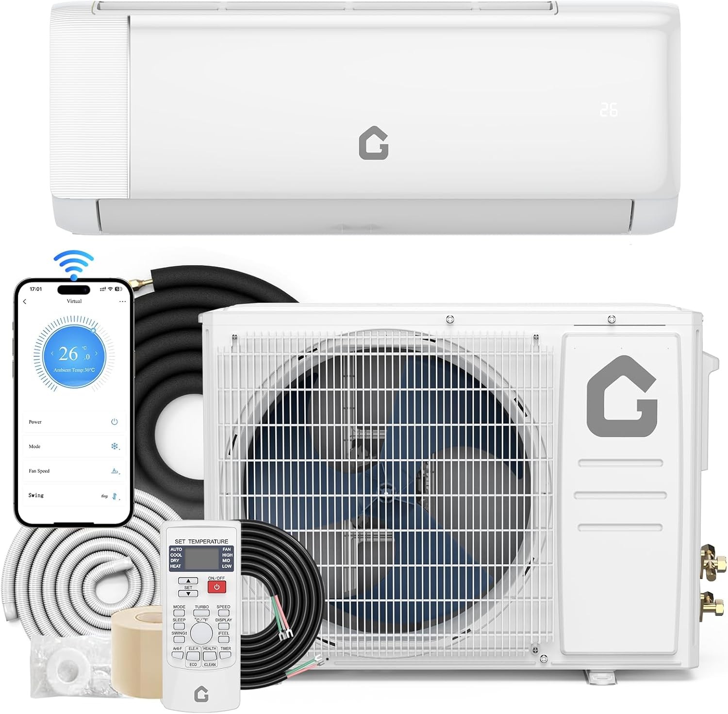 12000BTU Mini Split Air Conditioner & Heater,22 SEER2 115V,WiFi & Remote Control