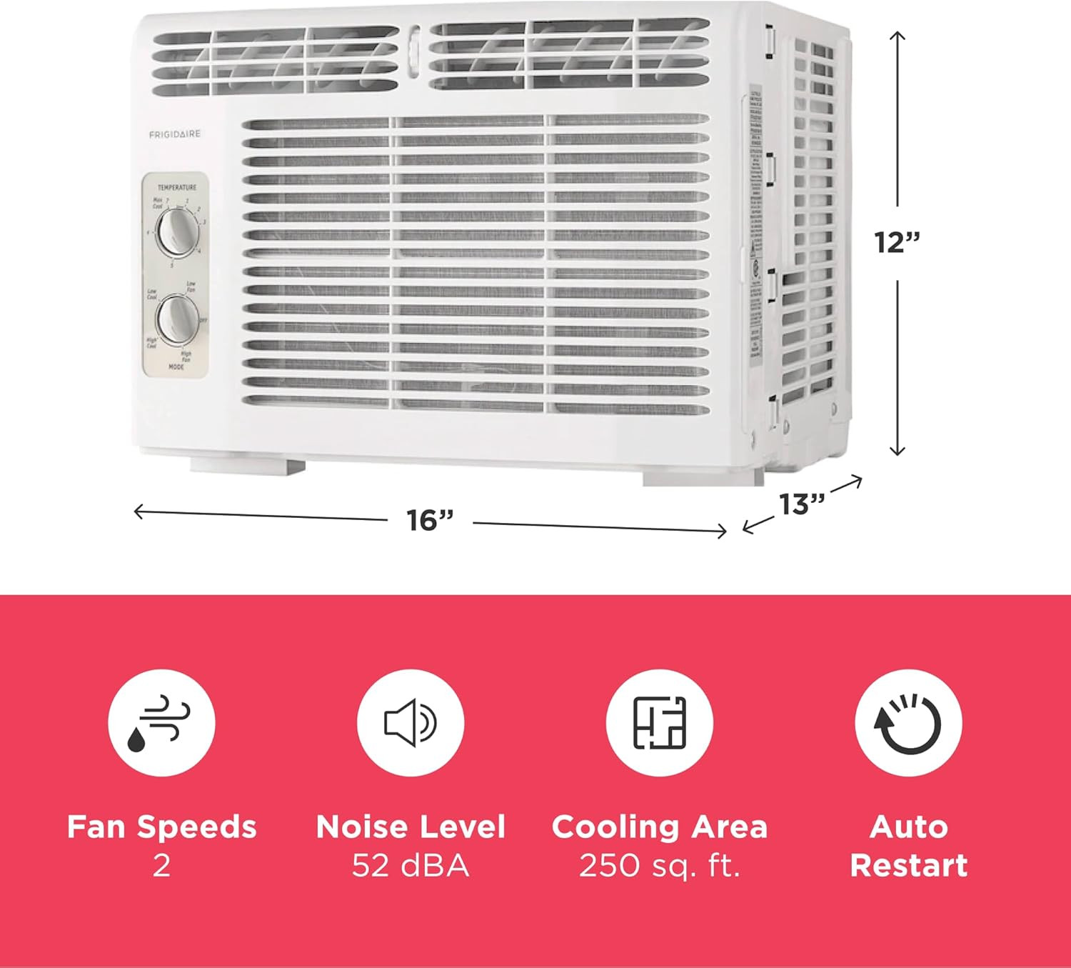 Frigidaire 5,000 BTU Window-Mounted Air Conditioner, Cools up to 150 Sq. Ft., Qu