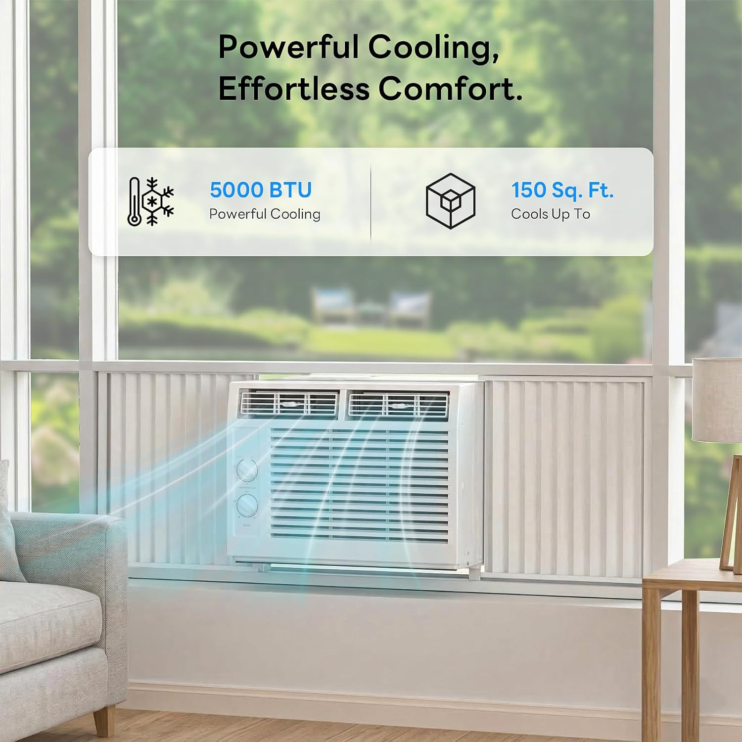 5,000 BTU Window Air Conditioner Cools up to 150 Sq.Ft.,Window AC Units with Coo