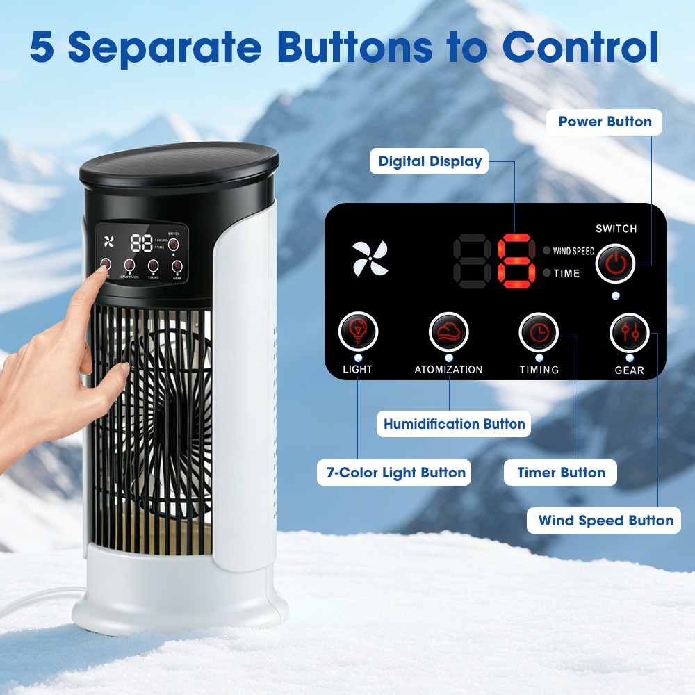 6-Speeds Portable Air Cooler Fan 300ML Water Tank Ice Cold Cooling Conditioner