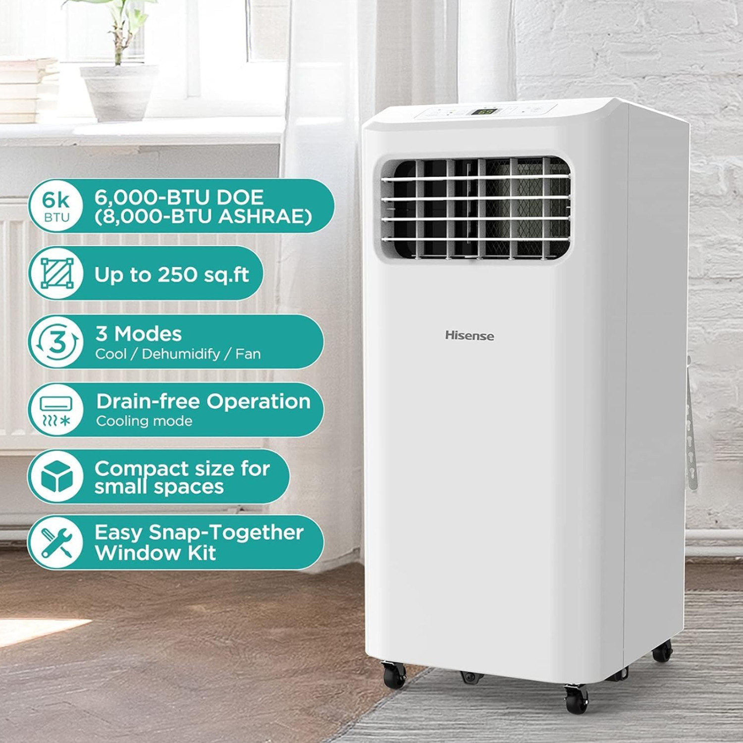 Hisense Portable Air Conditioner 6,000 BTU, White – AP0625CR1W