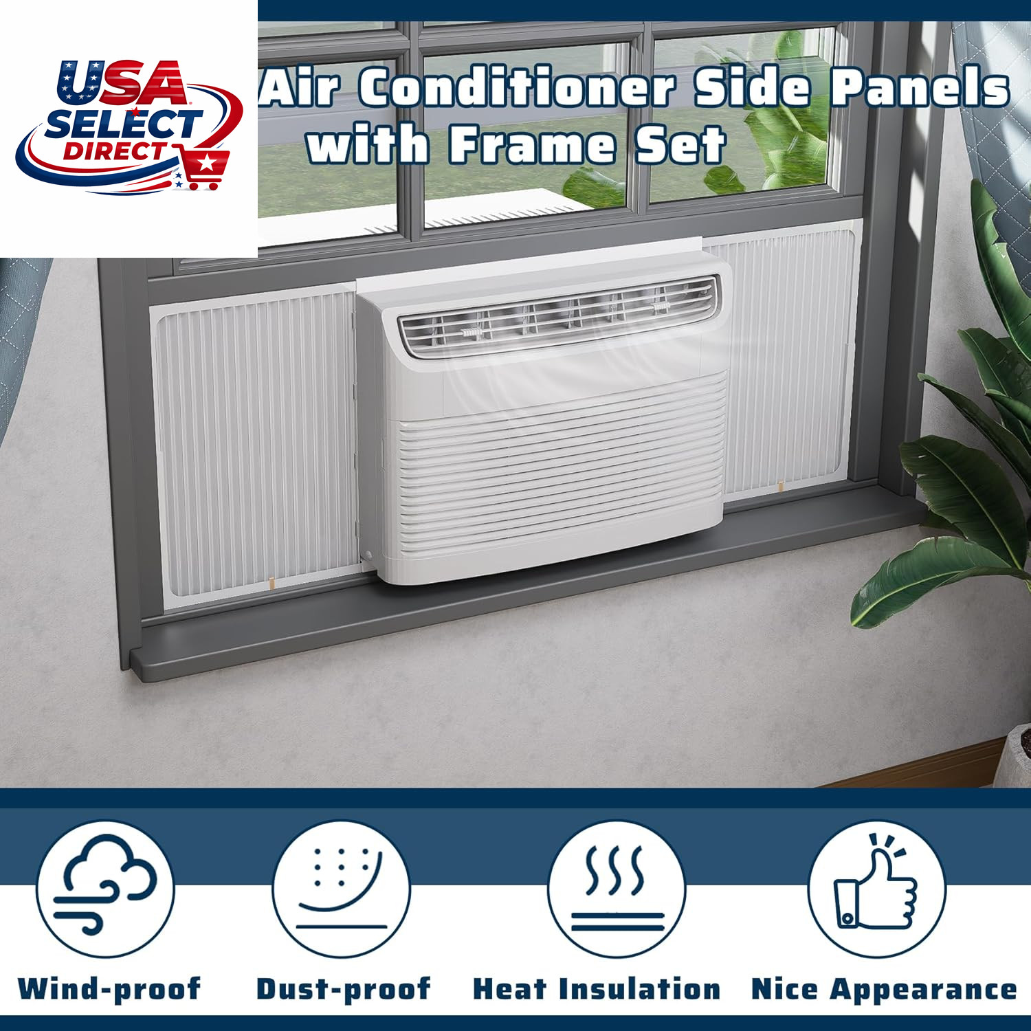 Adjustable Window Air Conditioner Side Panels Frame Set – Extra Wide
