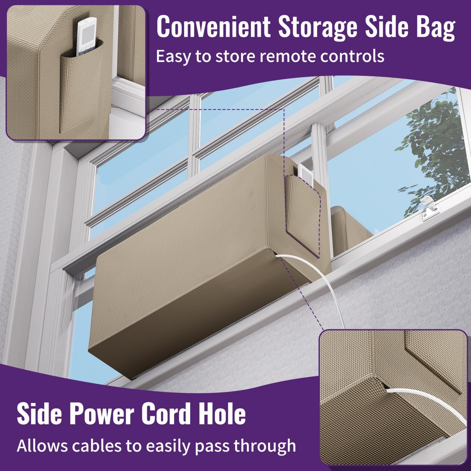 Universal Window Air Conditioner Cover Kit for U-Shaped ACs – Indoor/Outdoor, Fi