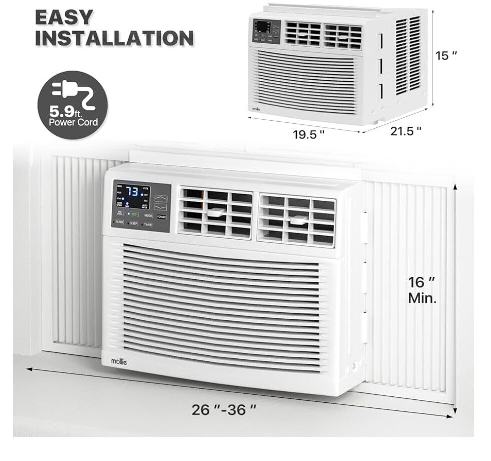Mollie 12,000 BTU Smart Window Conditioner with wi-fi Connected, Window AC Unit
