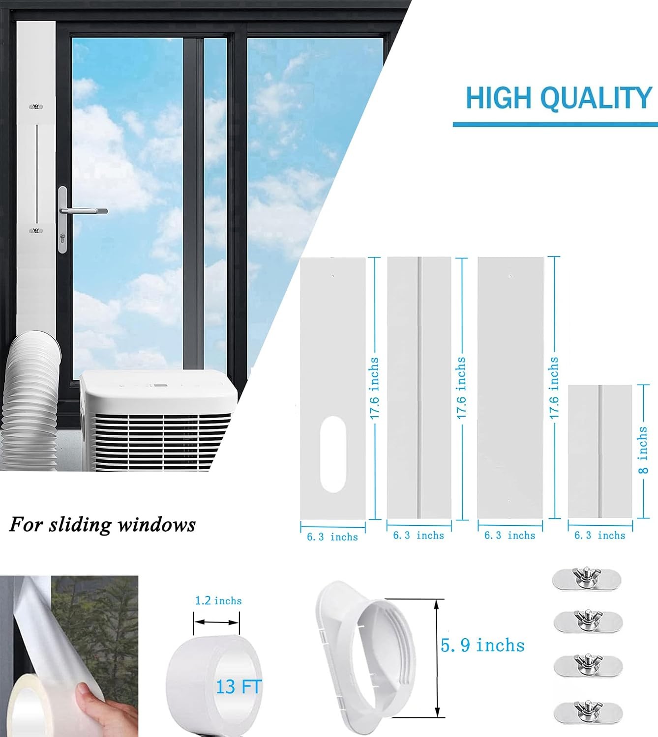 Portable Air Conditioner Window Seal Kit 3+1 Panels Adjustable Coupler