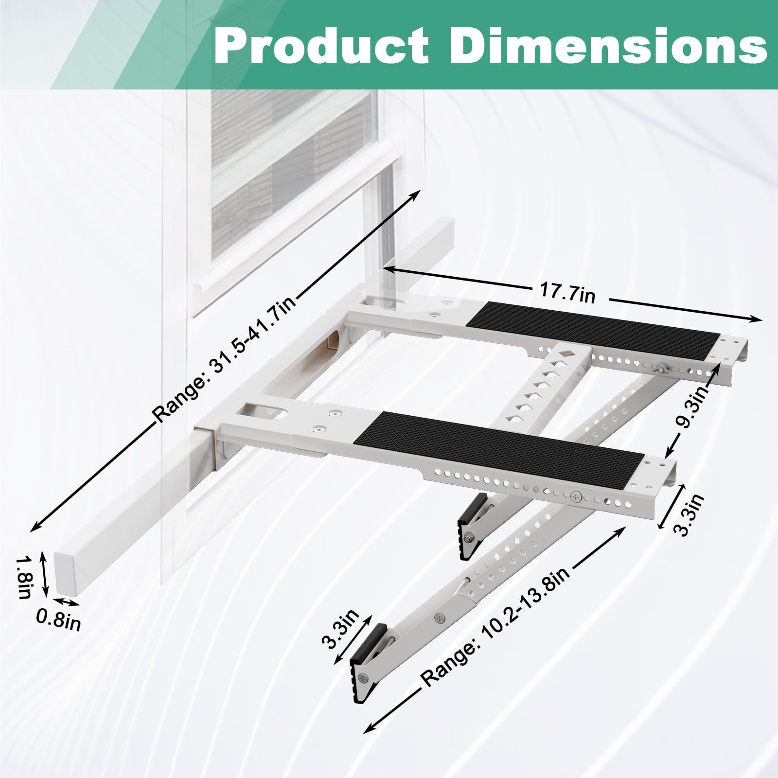 Heavy Duty No Drill Window AC Bracket, Adjustable Support for Single/Double Hung