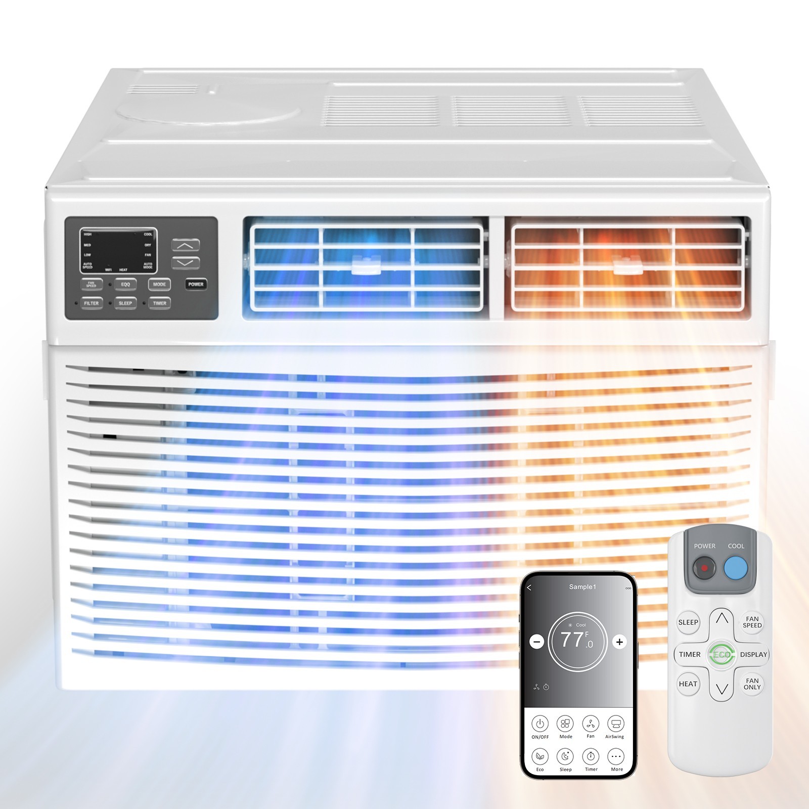 DISHUP 8000/12000BTU Window Air Conditioner with Heat,APP & Remote,110/220V