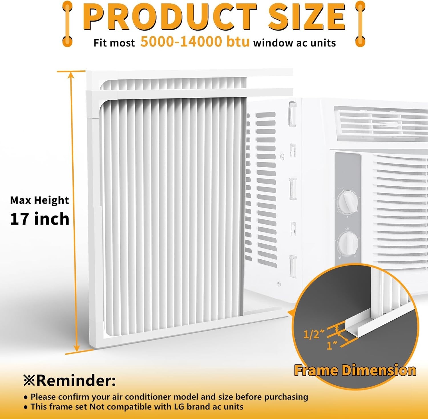 Adjustable Window Air Conditioner Side Panels and Frame Set,Extra Wide Window AC