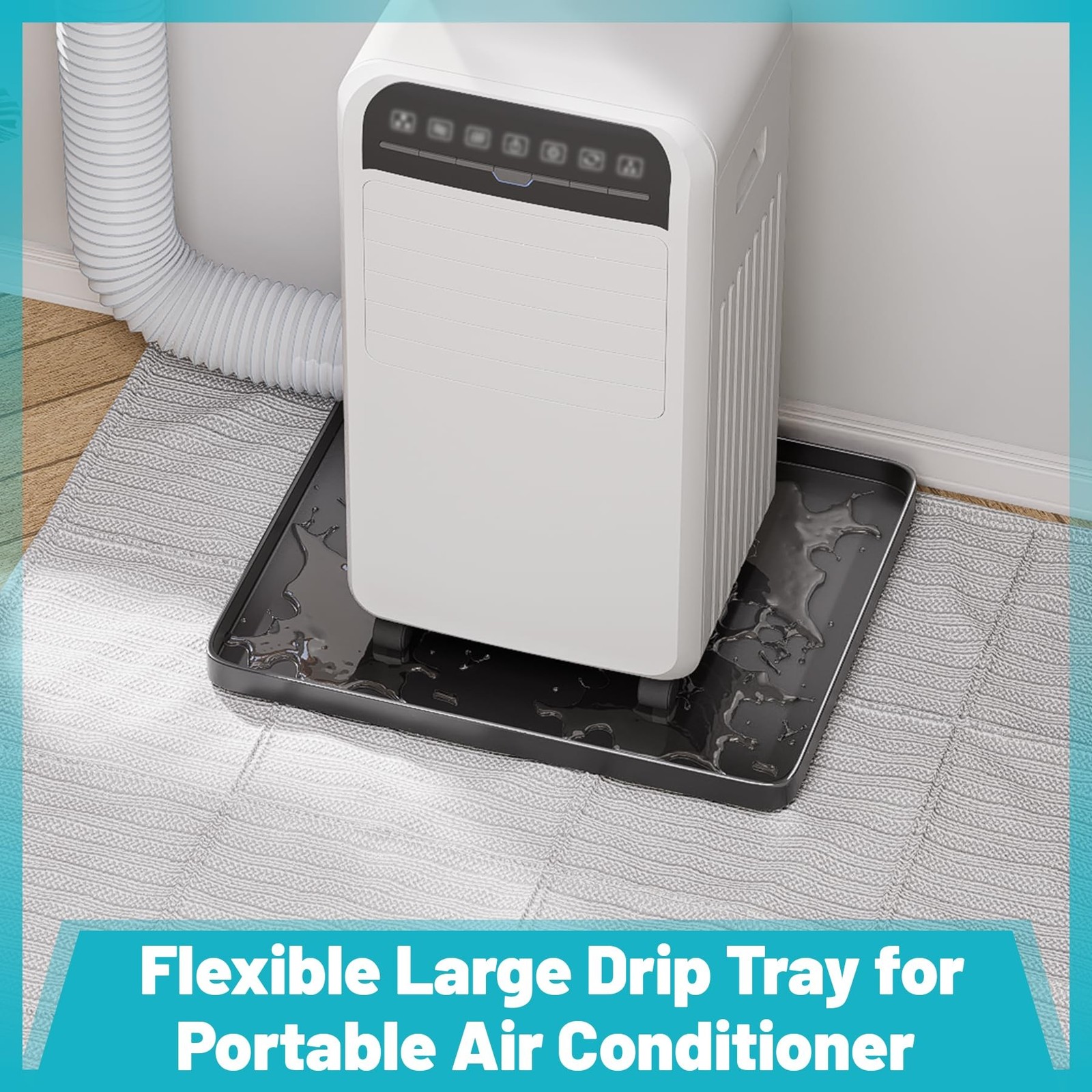 Portable Air Conditioner Drip Pan, 23.6″ x 19.7″ x 0.75″ Non-Slip Large Drip …