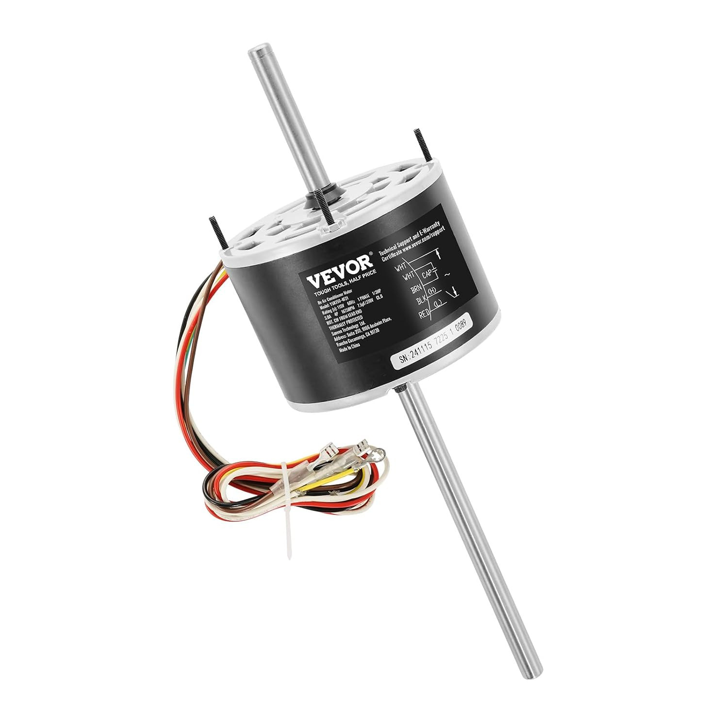 1/3HP RV Air Conditioner Motor with Capacitor, AC115V 3A, 1675 RPM, Replacement