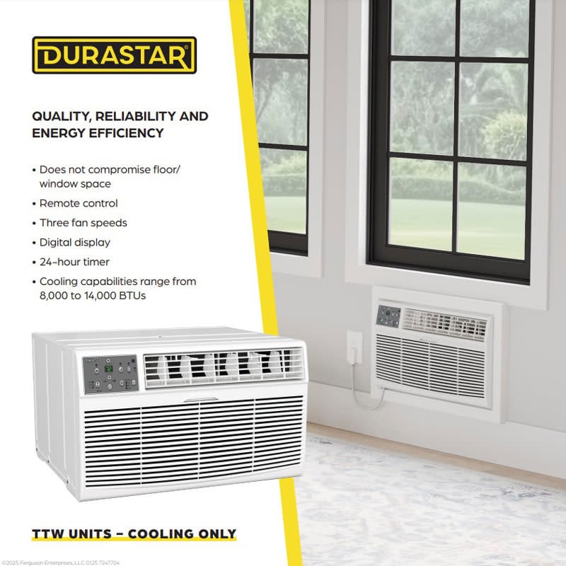Durastar DRTAC121XNA1SLV 12,000 BTU 115V Through the Wall Air – White