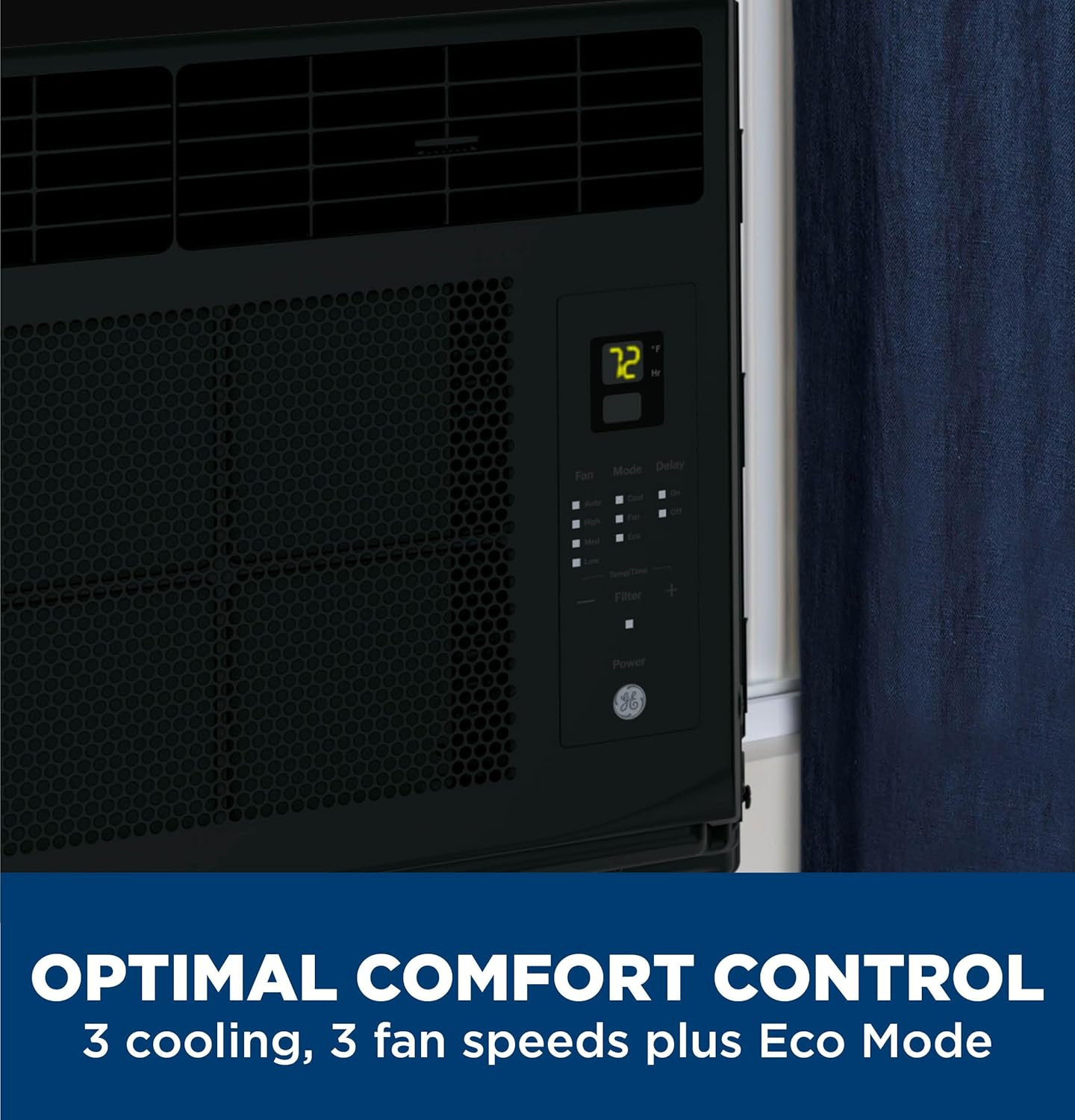 GE 6,000 BTU Electronic Window Air Conditioner, Black Compact AC Cools Rooms up