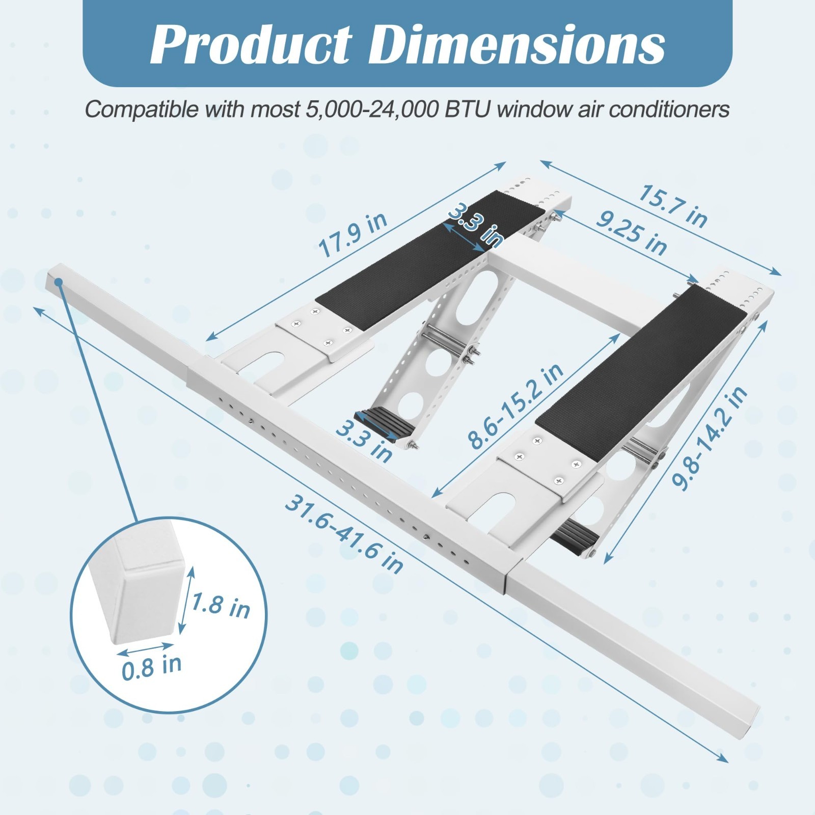 Heavy-Duty No-Drill Window AC Bracket for Single & Double-Hung Windows, 220lbs C