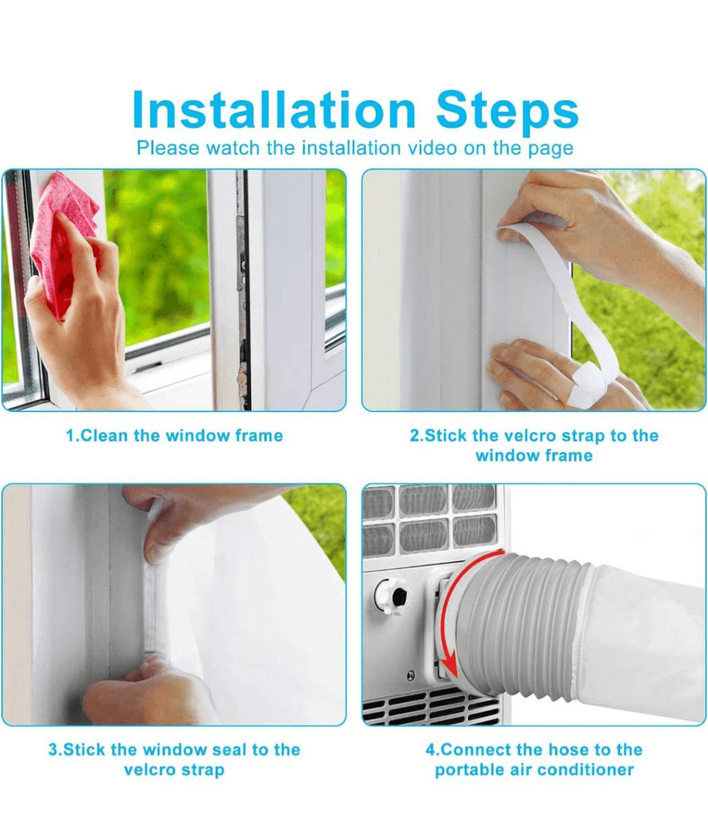 HEEYA 157″ 400cm AC Window Seal, 100% Sealed One-Piece Hose Design Window Seal K