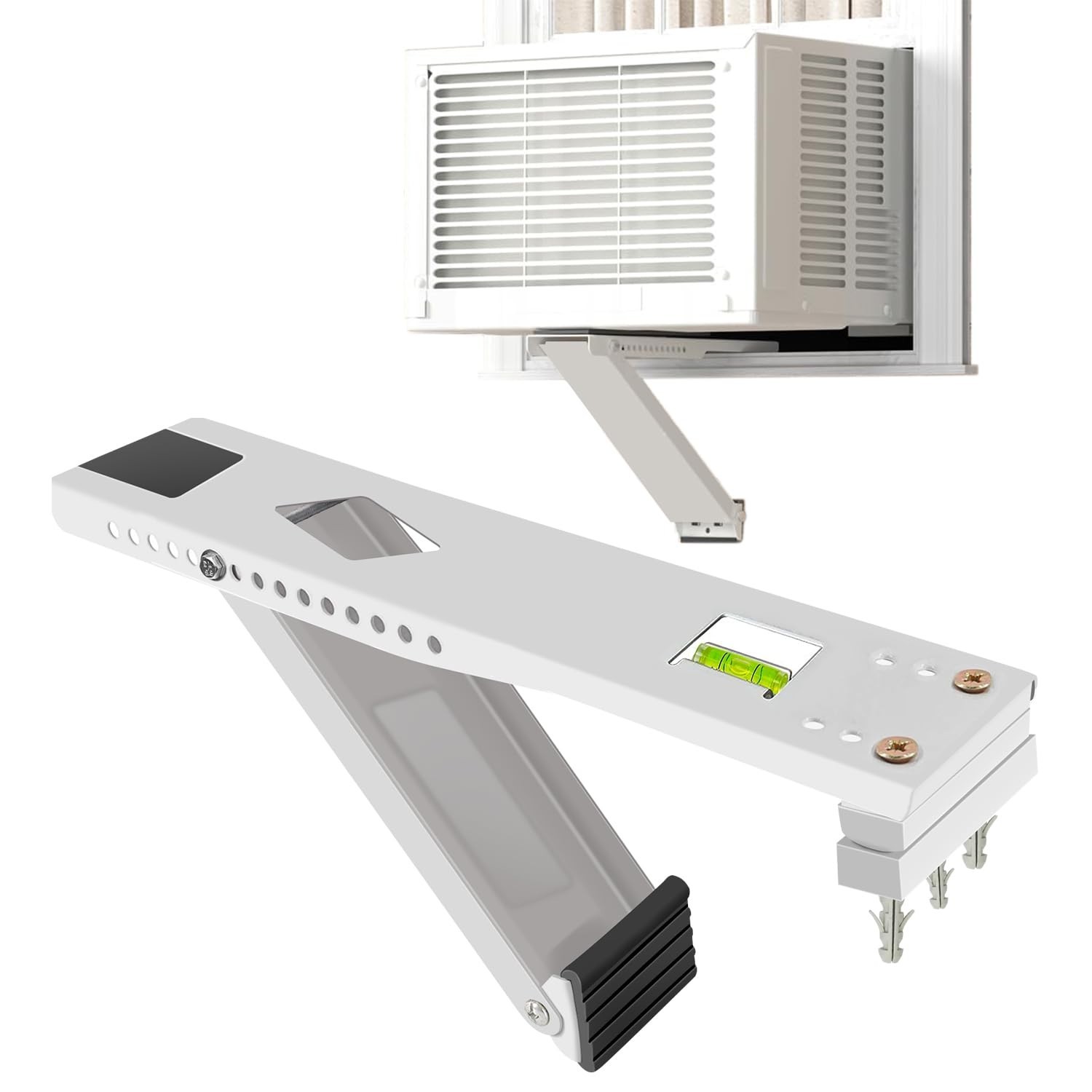Heavy-Duty Window AC Brackets with Bubble Level & Non-Slip Pads, 9000-22000 BTU