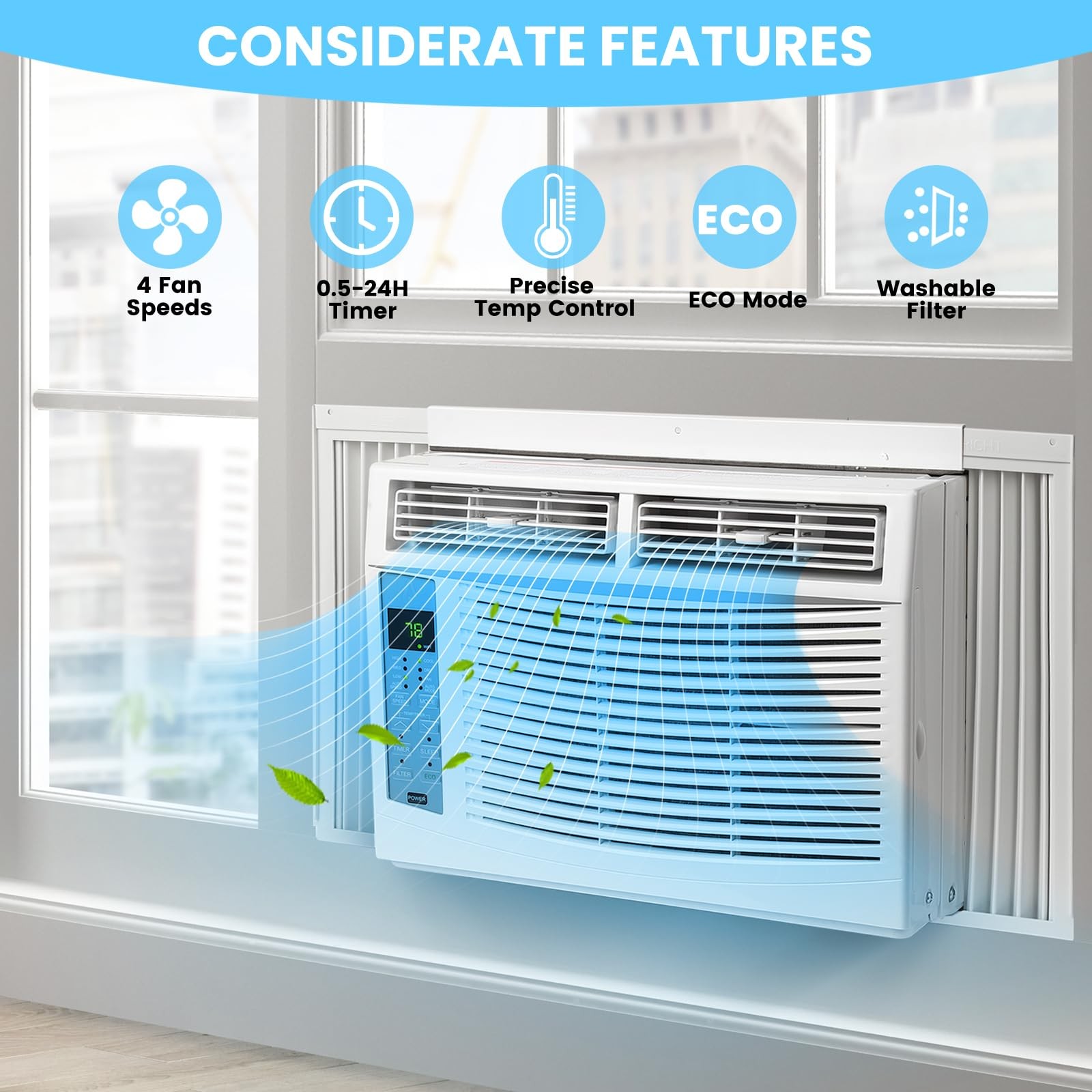 6000 BTU Window Air Conditioner with Remote 3-in-1 Window AC 115V for Bedroom