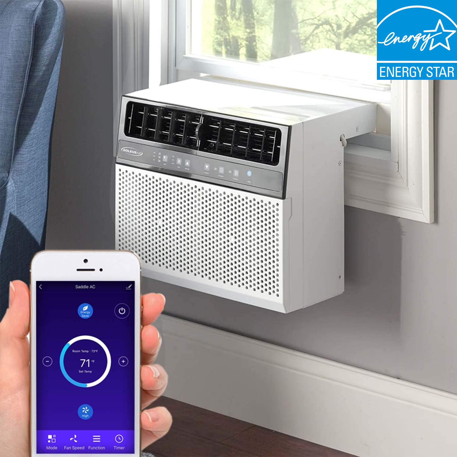 Refurbished 12000 BTU(ASHRAE) Saddle Window Air Conditioner with Wi-Fi 400 SQ.FT