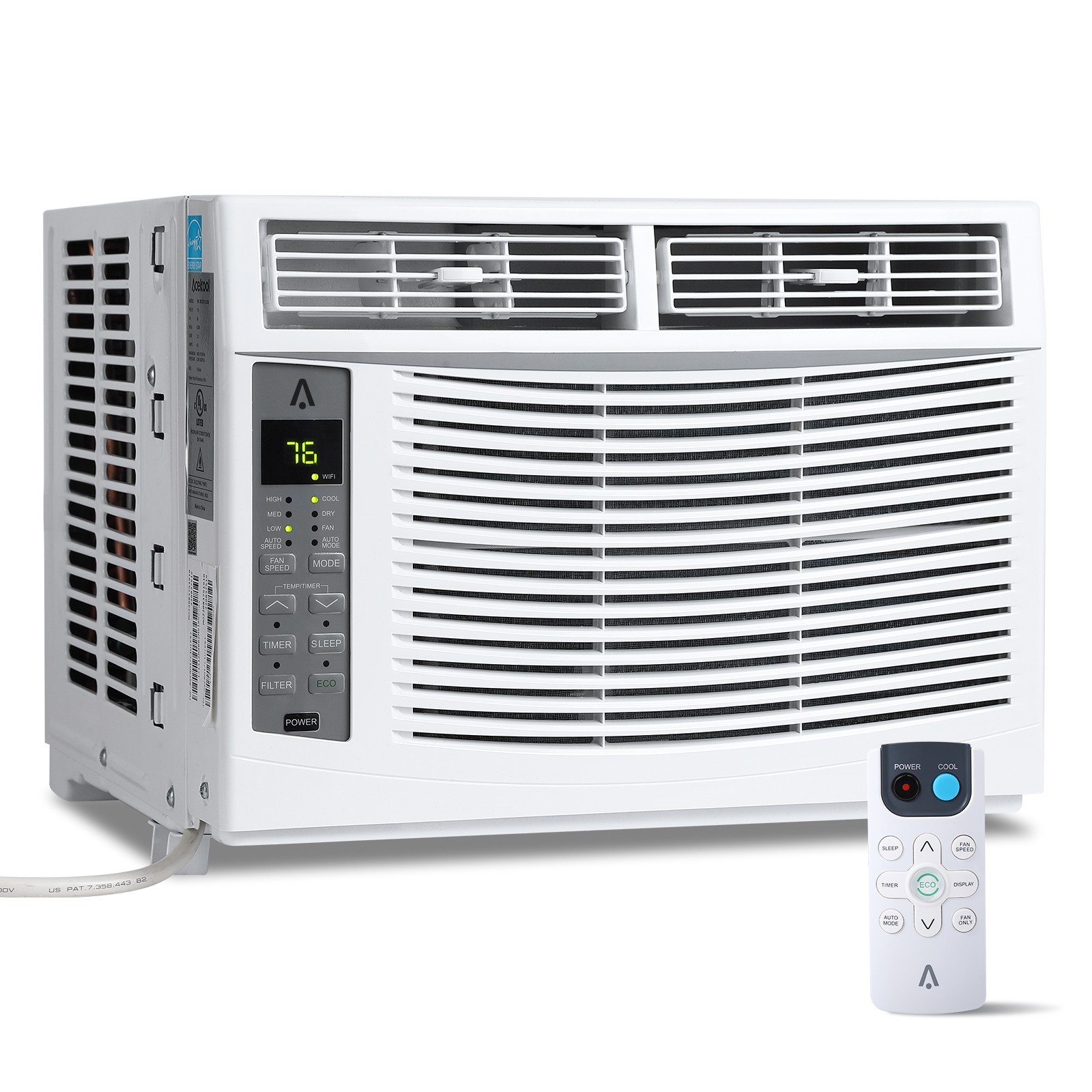 6000 BTU 250 Sq. Ft. Window Air Conditioner Quiet Window AC Unit w/ Remote 115V