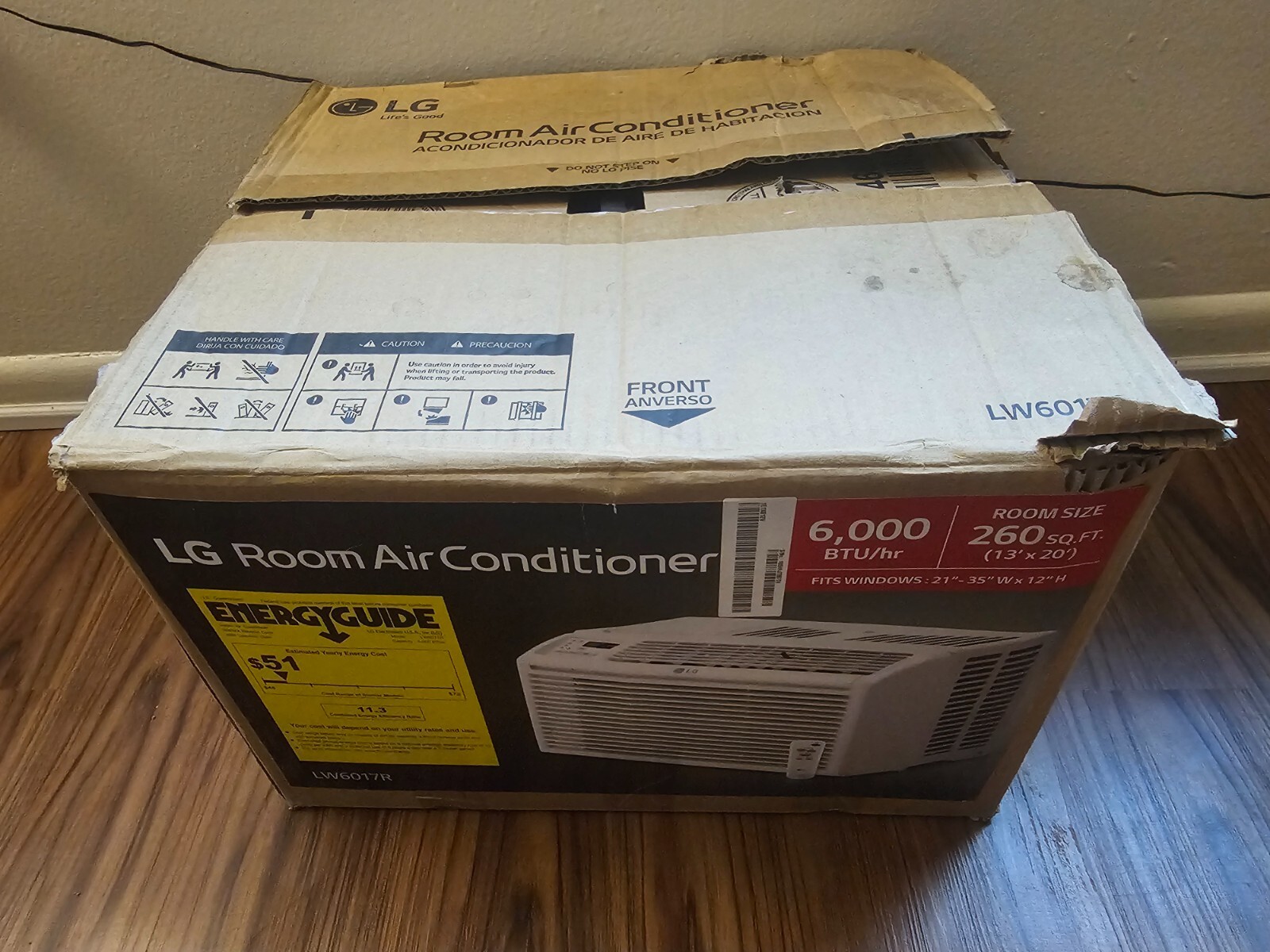 LG LW6017R 6000 BTU Remote Control Operated Window Air Conditioner Used