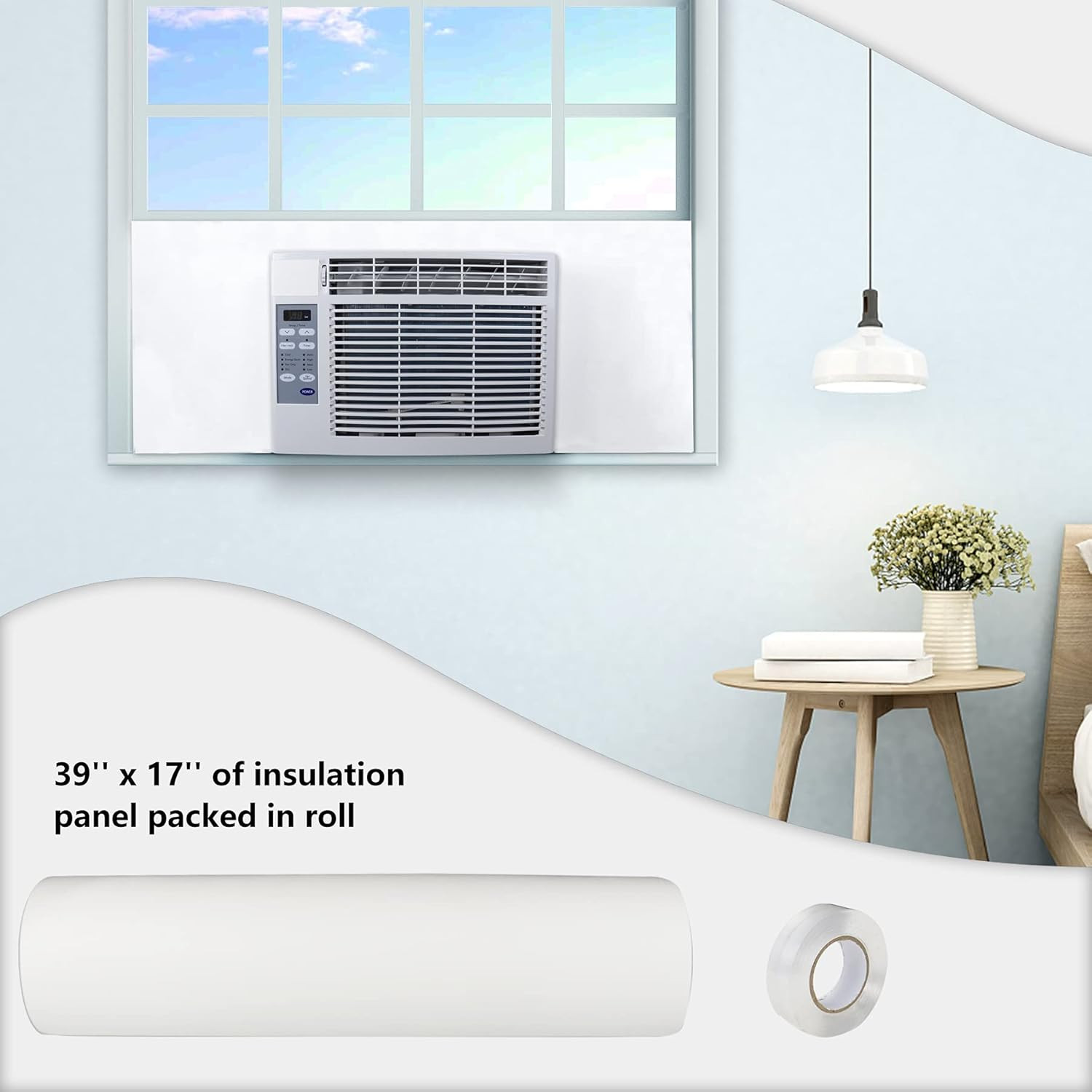BJADE’S Window Air Conditioner Side Insulated Foam Panel, One-Piece Full Surroun