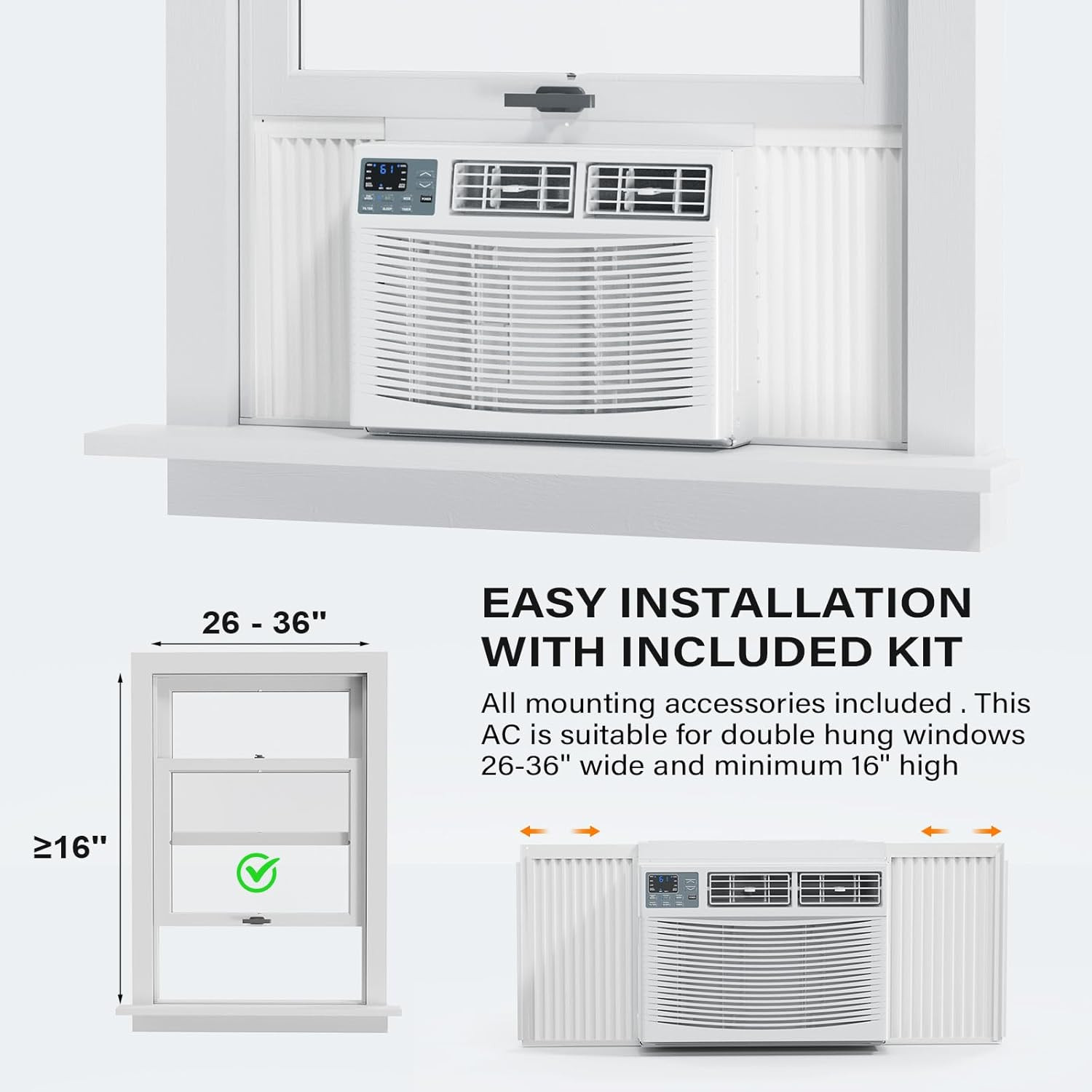 8000 BTU Window Air Conditioner with Heat, Window AC Unit & Heater Combo with AP