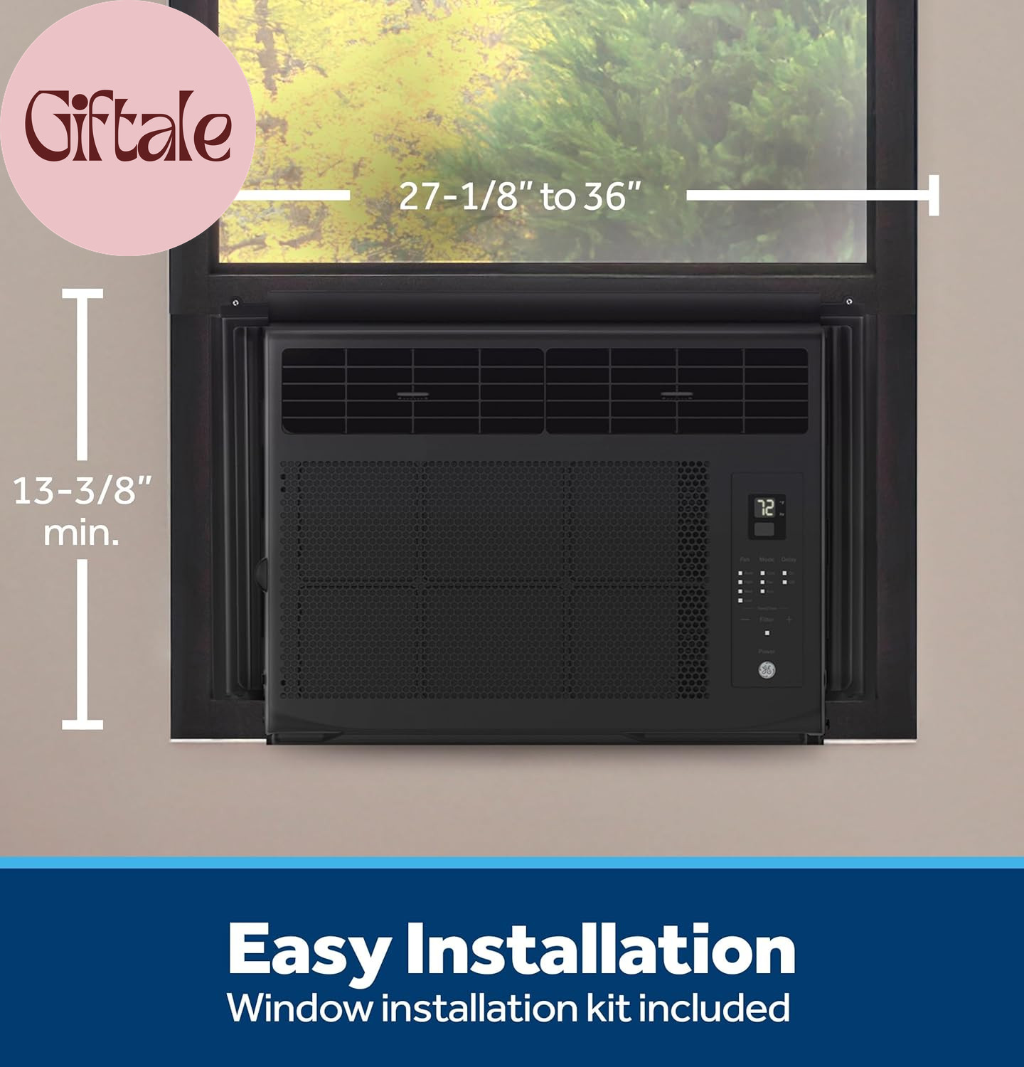 6,000 BTU Electronic Window Air Conditioner, Black Compact AC Cools Rooms up to
