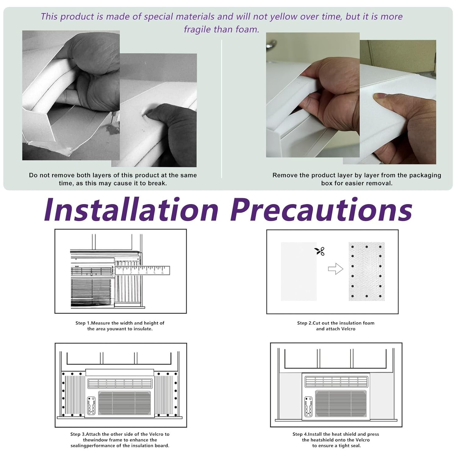 Window AC Air Conditioner Insulation Foam Side Panels Winter Cover Kit