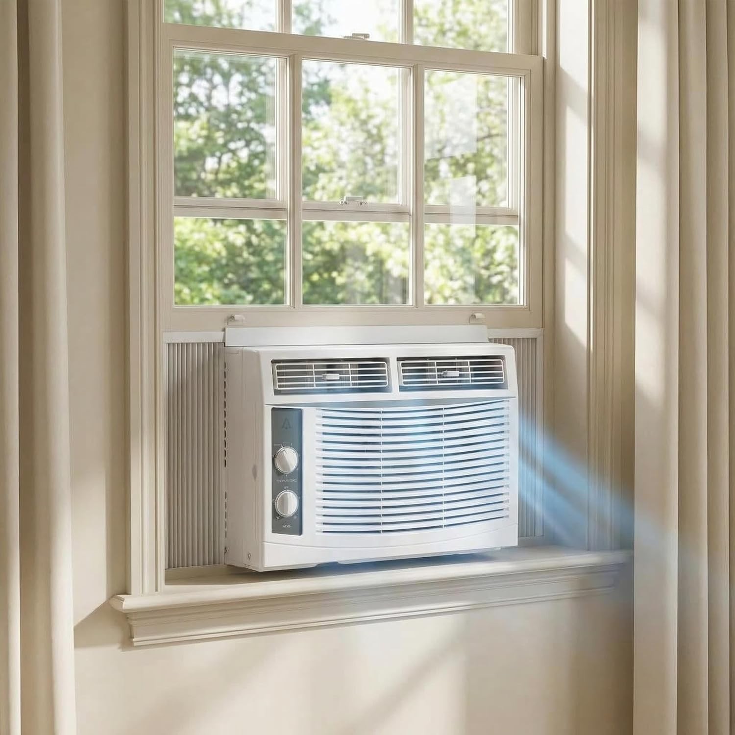 5000 BTU Window Air Conditioner AC Cools for Rooms150 Sq Ft with Manual Control