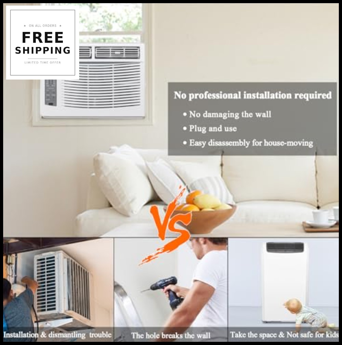 Window Air Conditioner 6000 BTU Cooler Dehumidifier Fan Timer Remote Control
