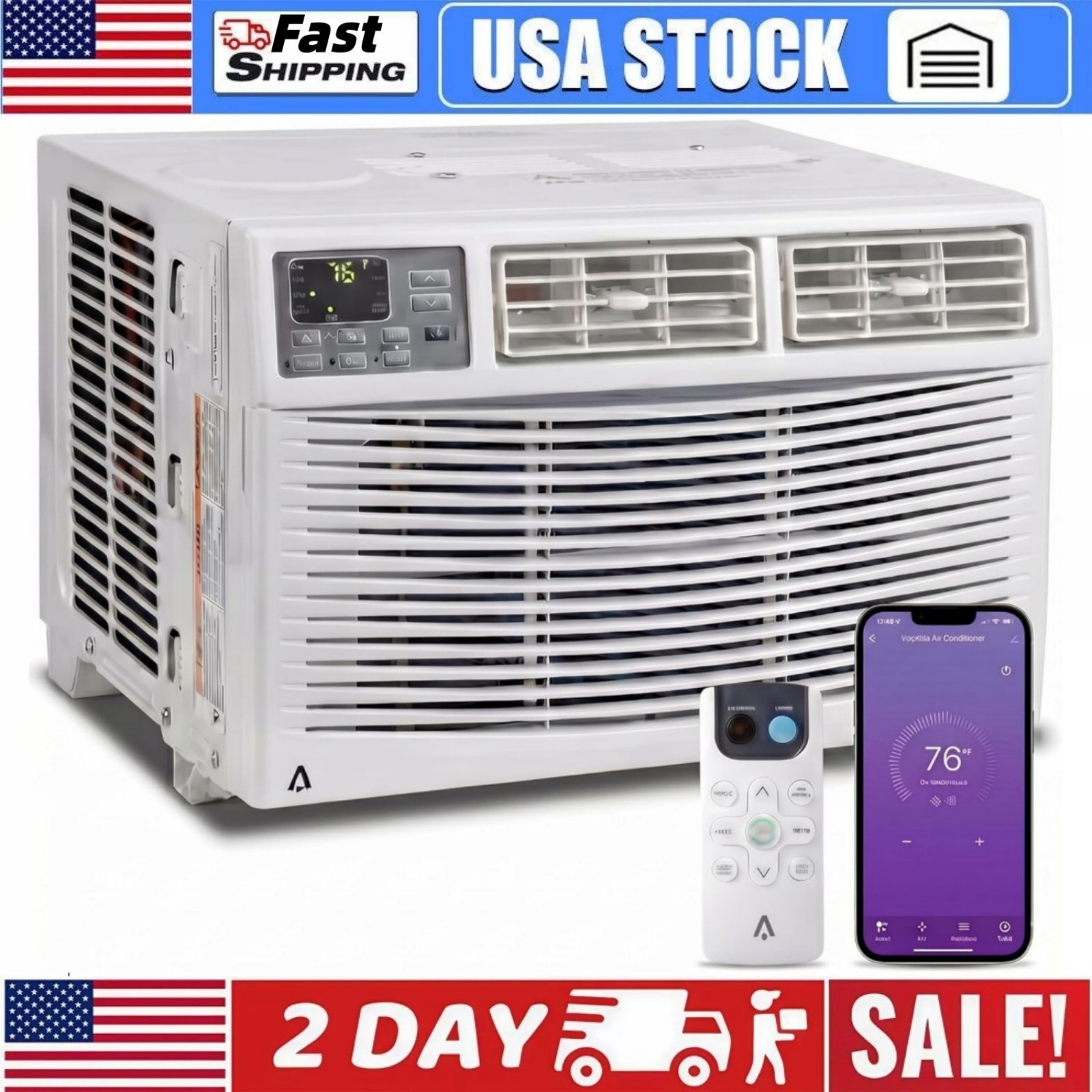 8000 BTU Window Air Conditioner 115V 60Hz App & Remote Control 3 Fan Speeds