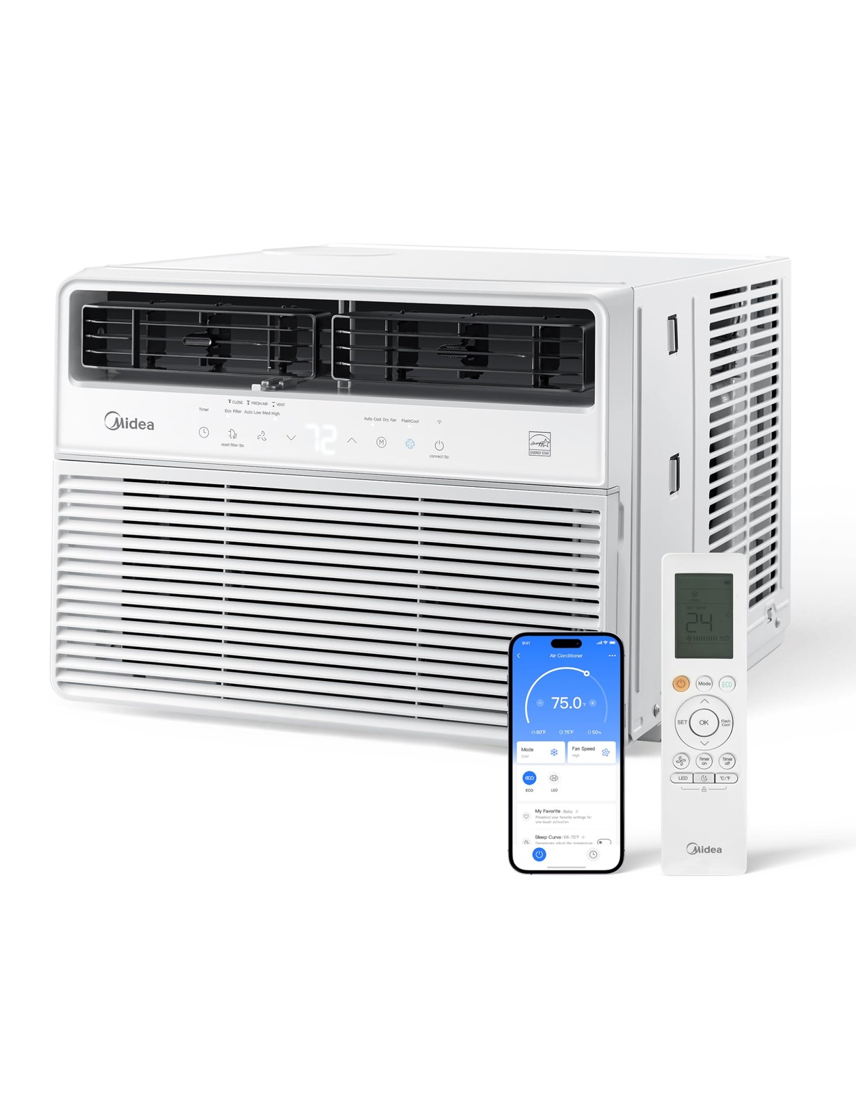 Midea 14,000 BTU Smart Inverter Window Air Conditioner with APP, Alexa Contro…