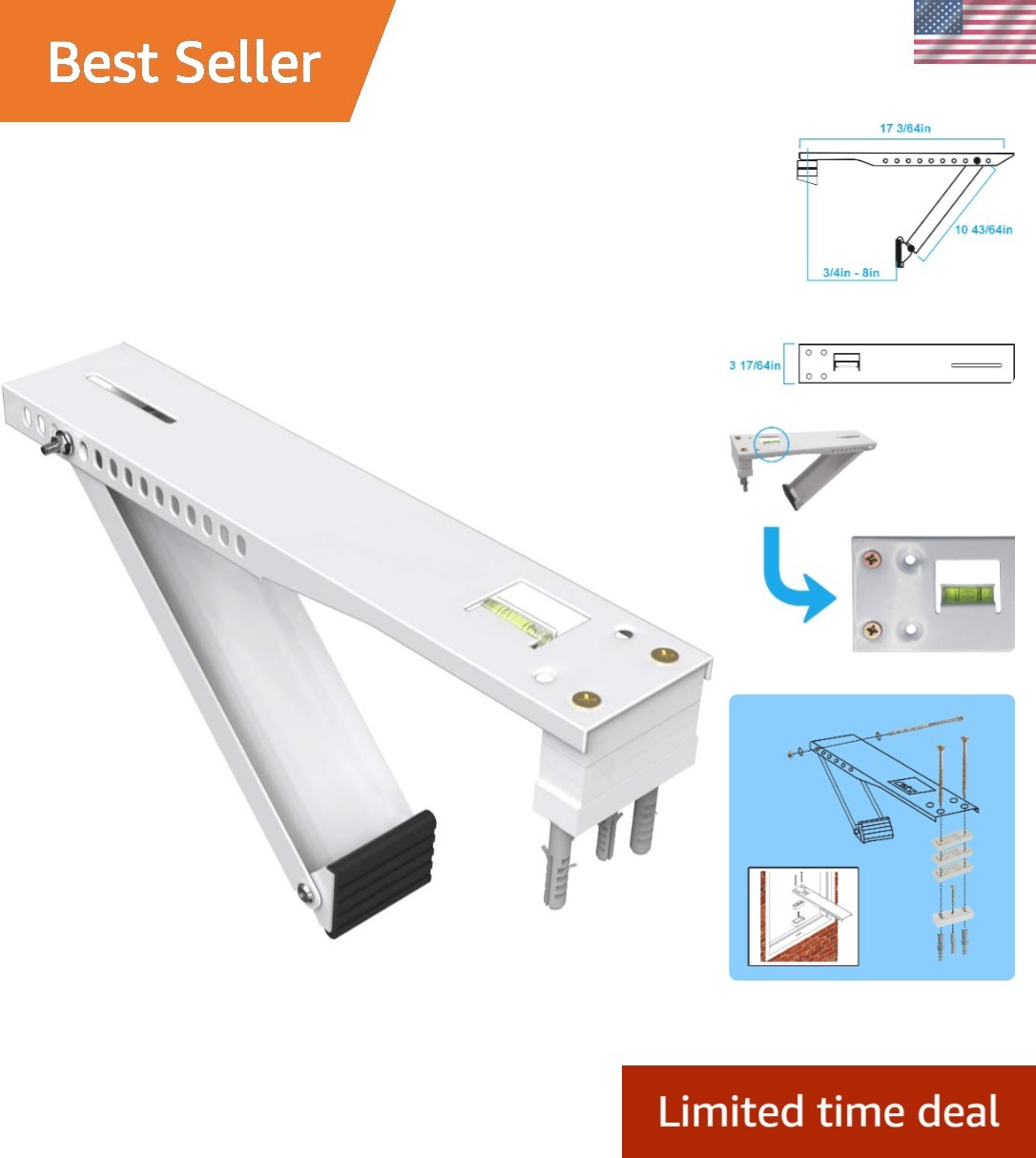 Wall-Mount AC Bracket for 7,000-22,000 BTU Cooling Units – Easy Installation
