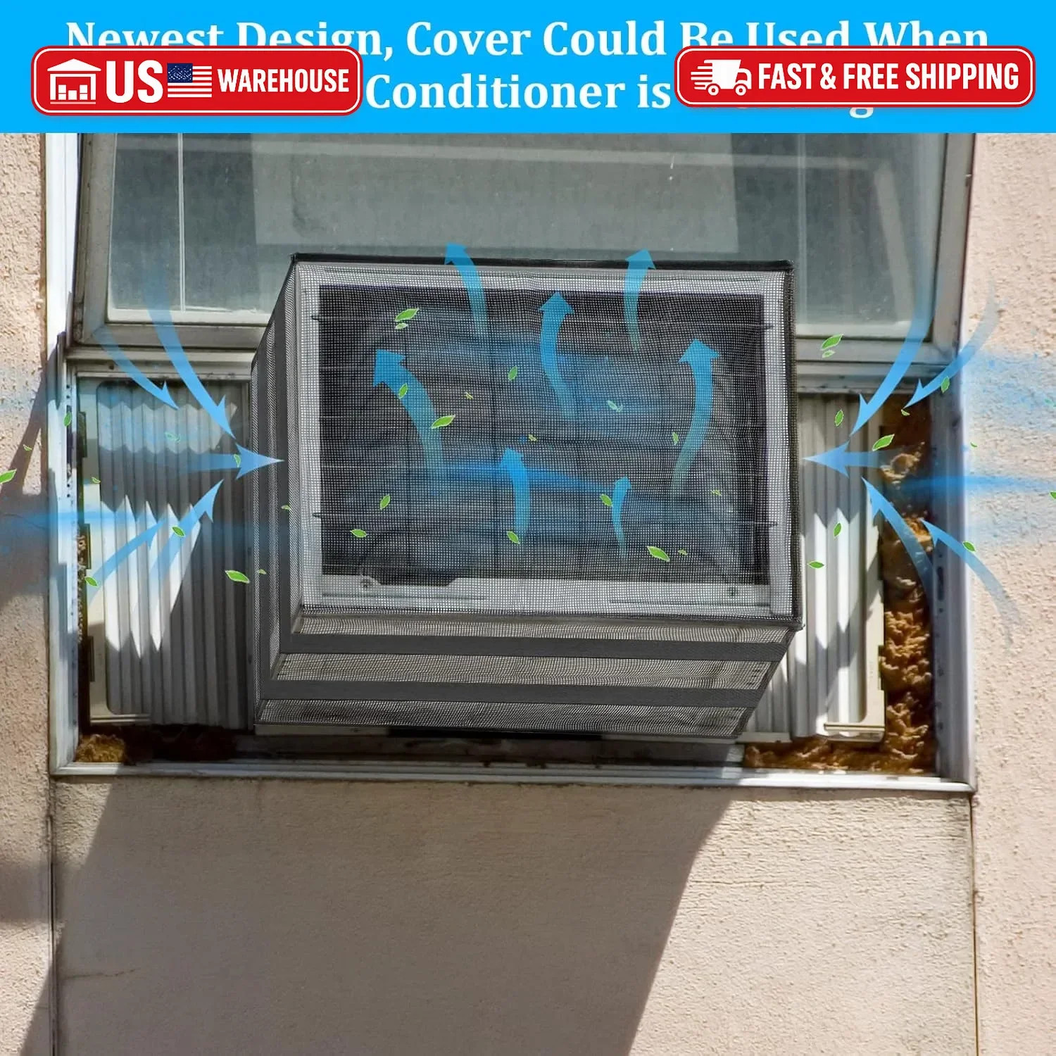 Luxiv Newest Design Mesh Window Air Conditioner Cover Outdoor, Support Window AC